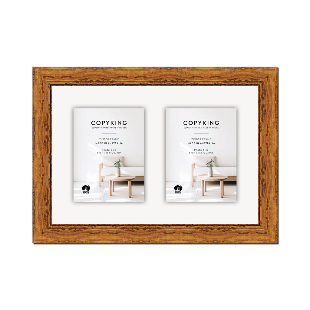 Light Walnut 43mm Wood Collage Photo Frame - 12" x 18" - 2 Photos (6" x 8")