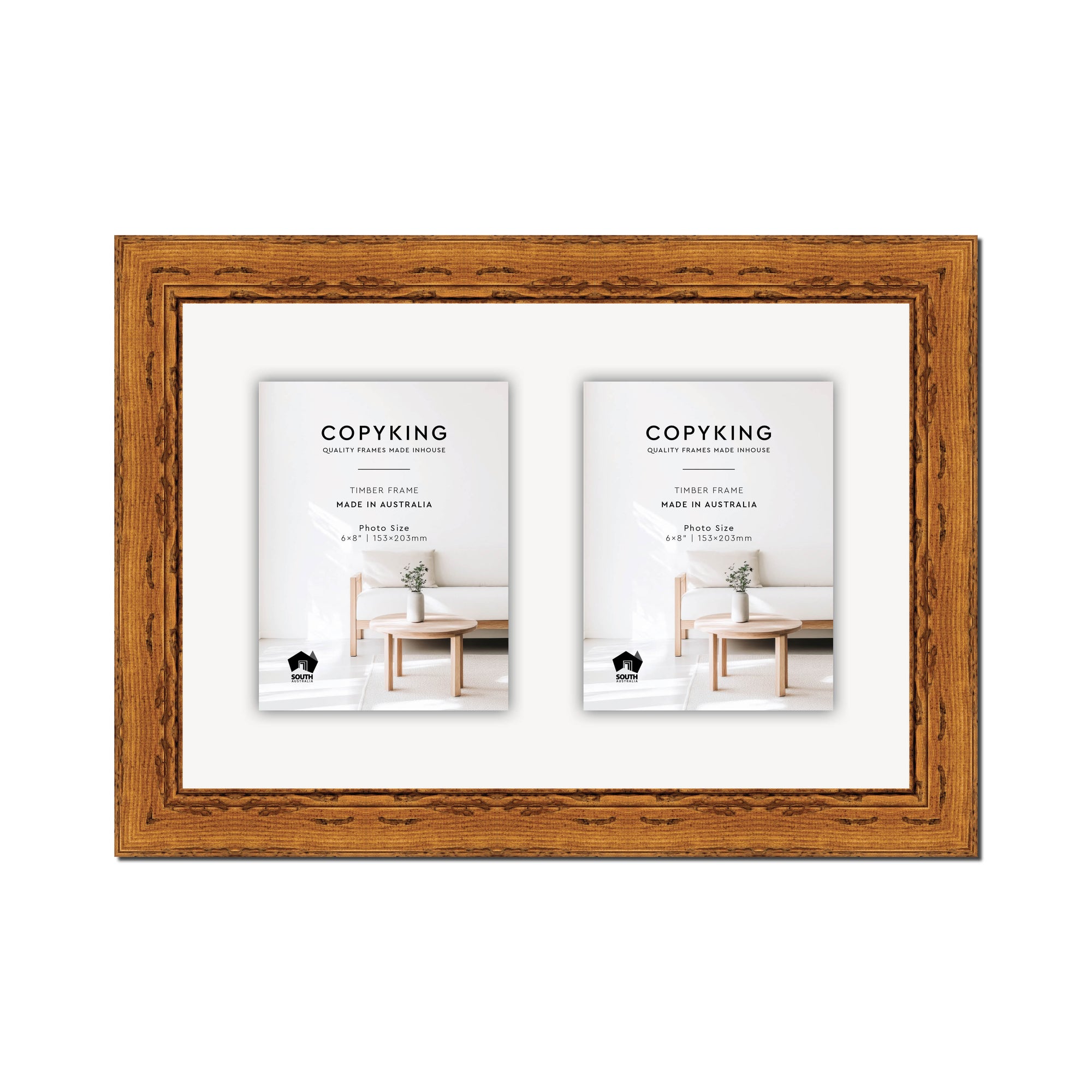 Light Walnut 43mm Wood Collage Photo Frame - 12" x 18" - 2 Photos (6" x 8")
