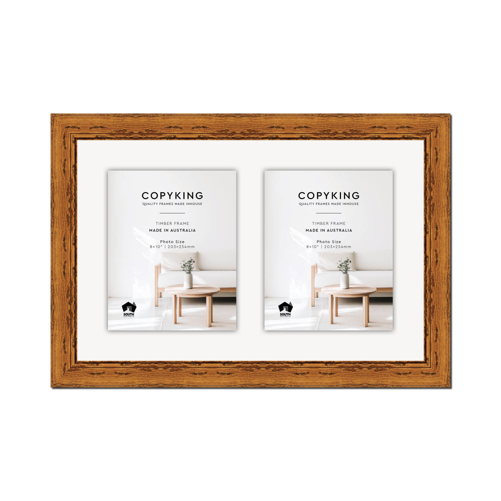 Light Walnut 43mm Wood Collage Photo Frame - 14" x 22" - 2 Photos (8" x 10")