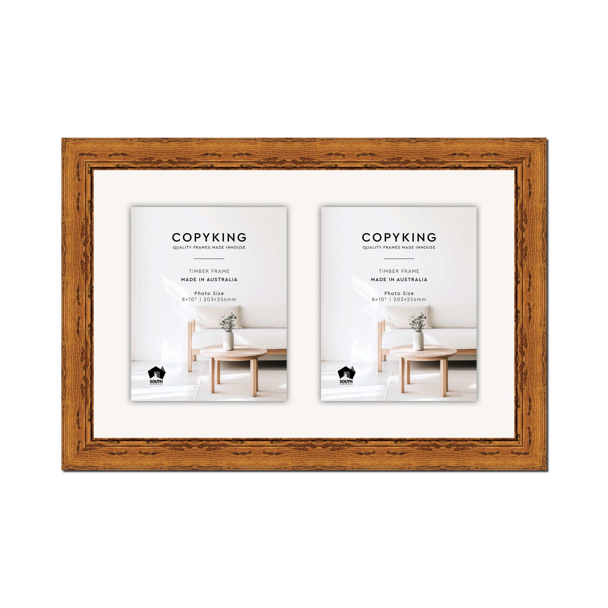 Light Walnut 43mm Wood Collage Photo Frame - 14" x 22" - 2 Photos (8" x 10")