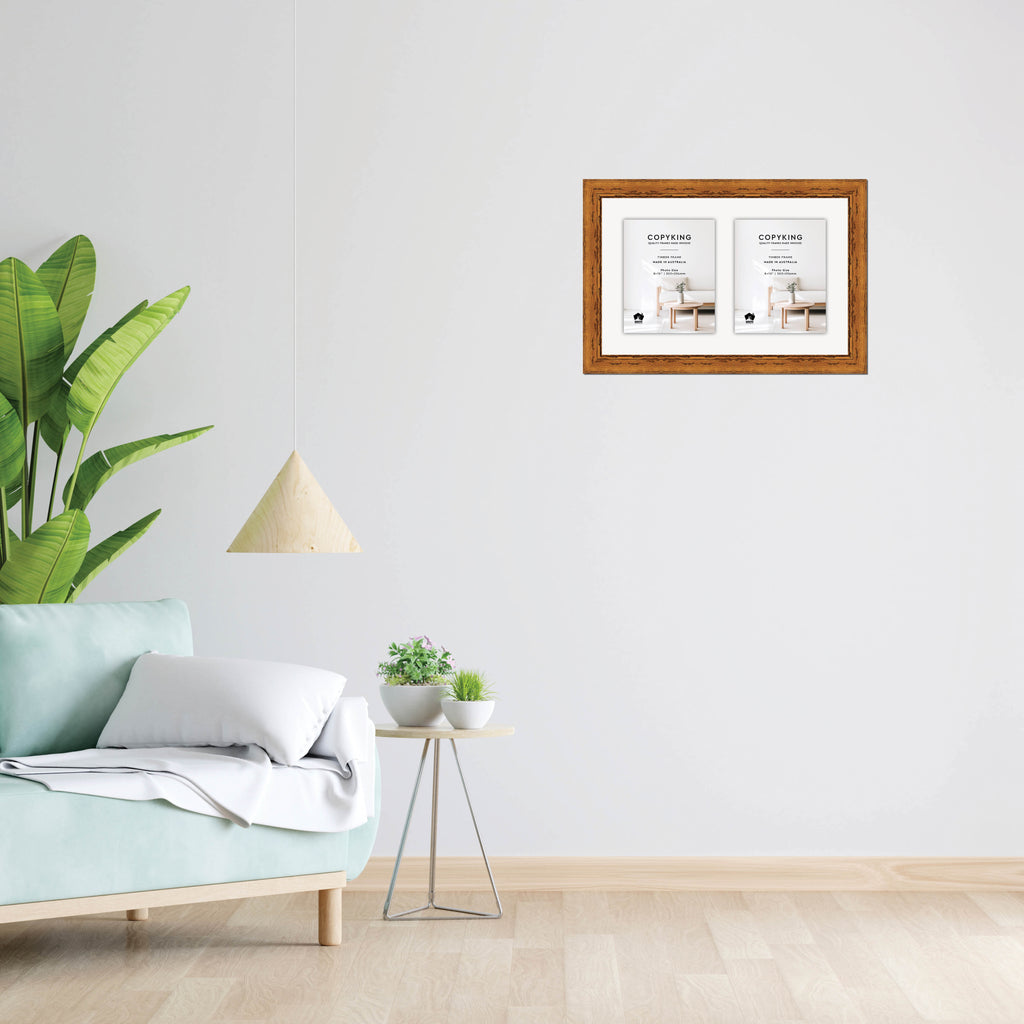 Light Walnut 43mm Wood Collage Photo Frame - 14" x 22" - 2 Photos (8" x 10")
