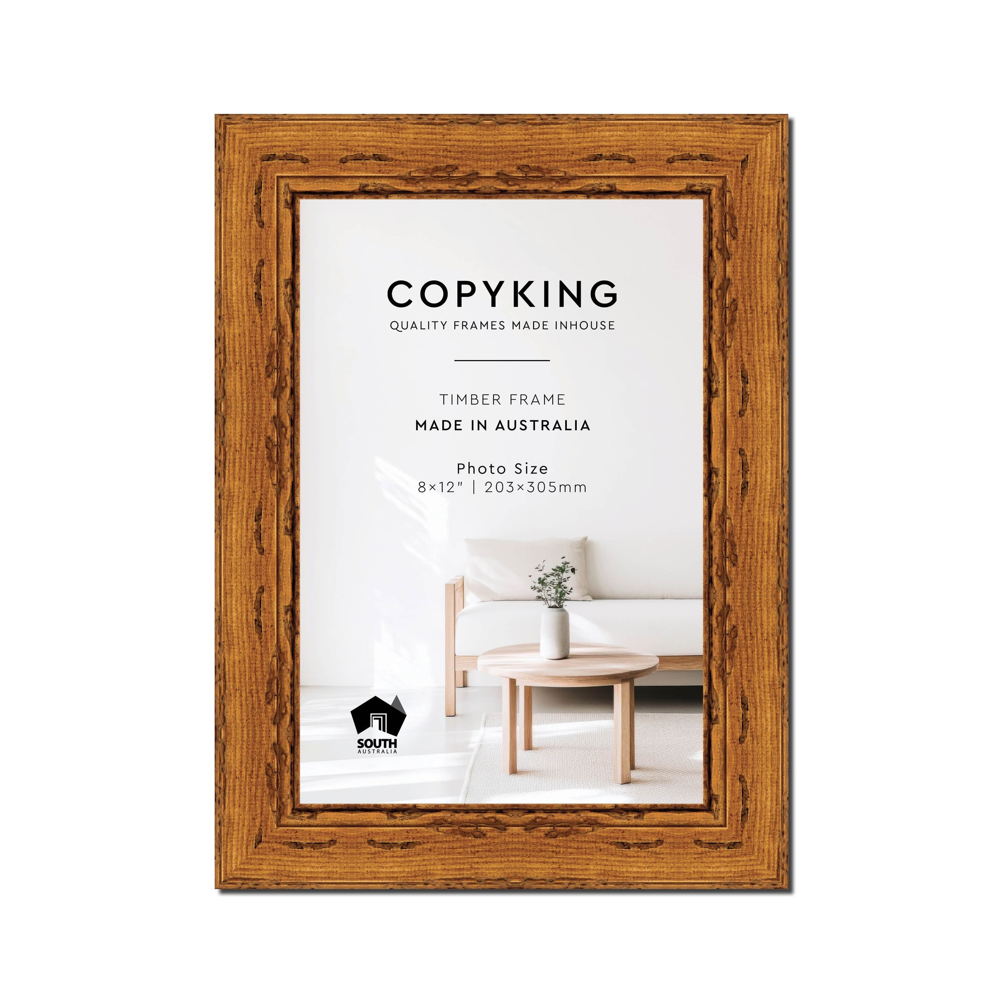 Light Walnut 43mm Wood Photo Frame - 8" x 12" (203mm x 305mm)