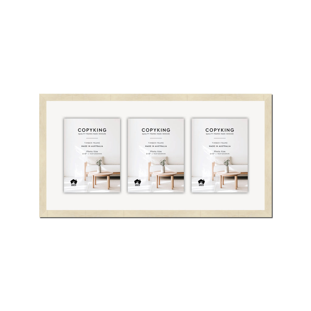 Lime Wash 20mm Wood Collage Photo Frame - 12" x 24" - 3 Photos (6" x 8")