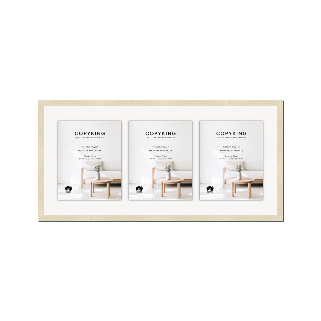 Lime Wash 20mm Wood Collage Photo Frame - 14" x 30" - 3 Photos (8" x 10")