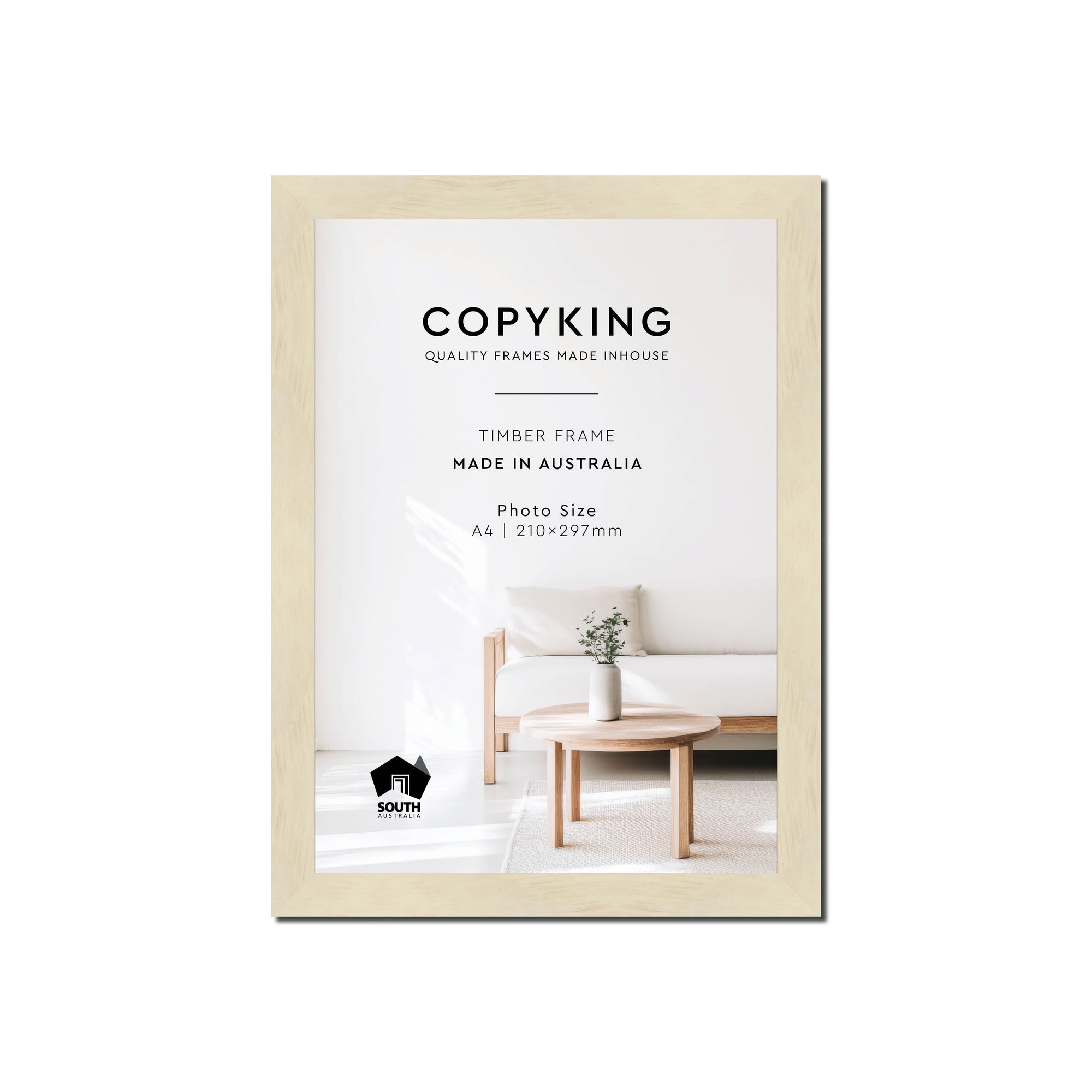 Lime Wash 20mm Wood Poster Frame - A4 (210mm x 297mm)