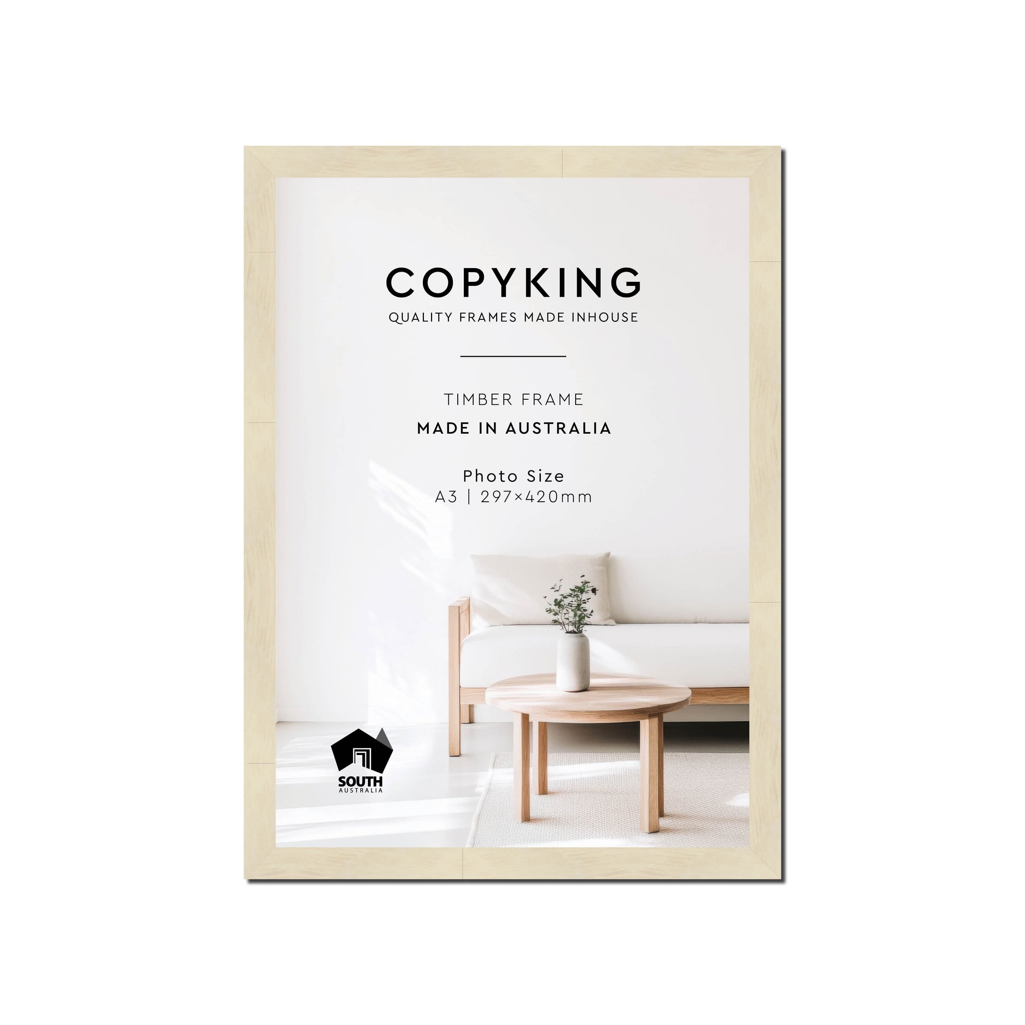 Lime Wash 20mm Wood Poster Frame - A3 (297mm x 420mm)