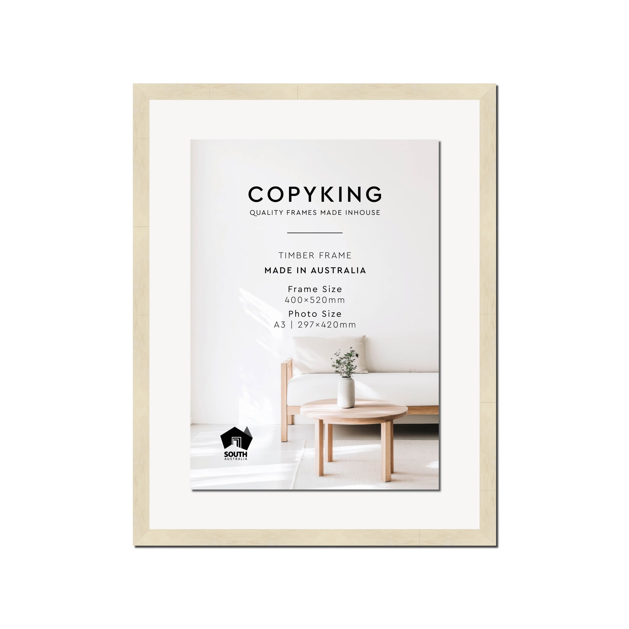 Lime Wash 20mm Wood Certificate Frame - 400mm x 520mm - 1 Certificates (A3)