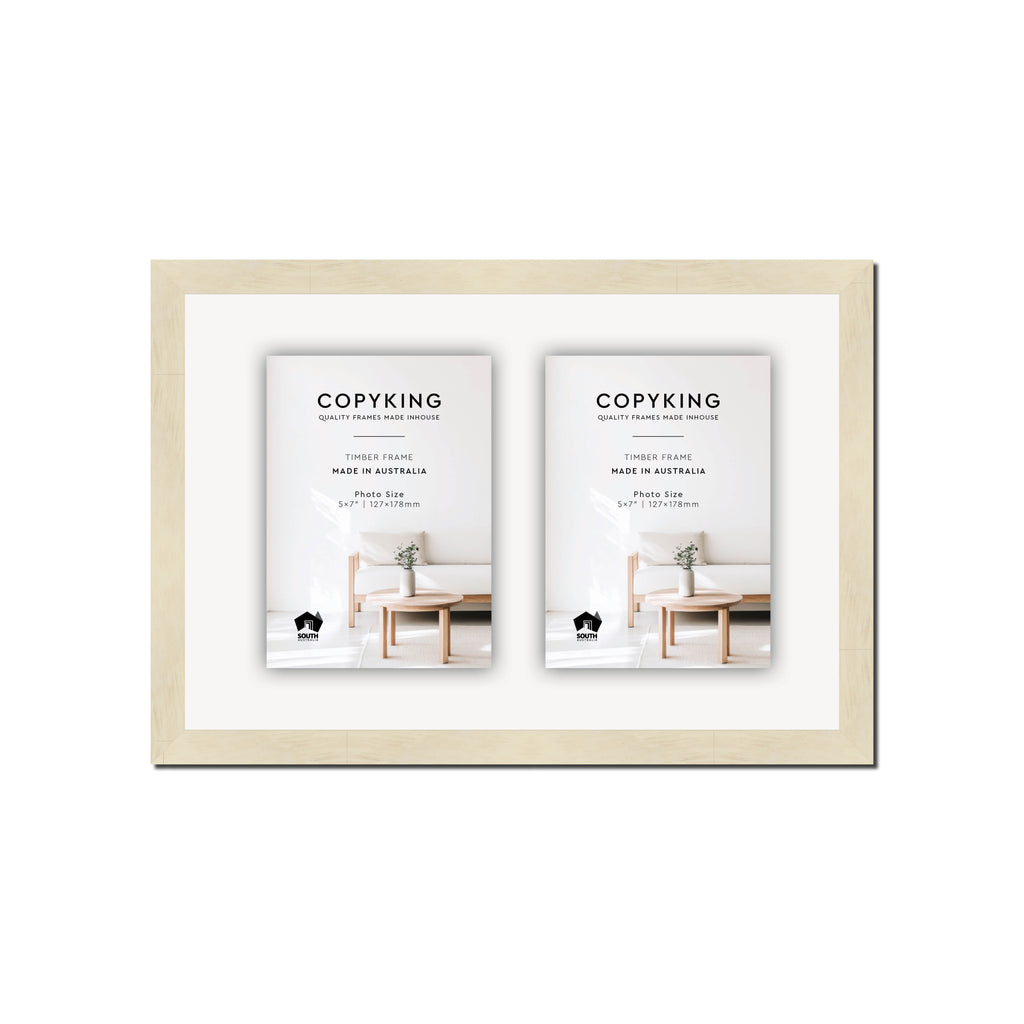 Lime Wash 20mm Wood Collage Photo Frame - 10" x 15" - 2 Photos (5" x 7")