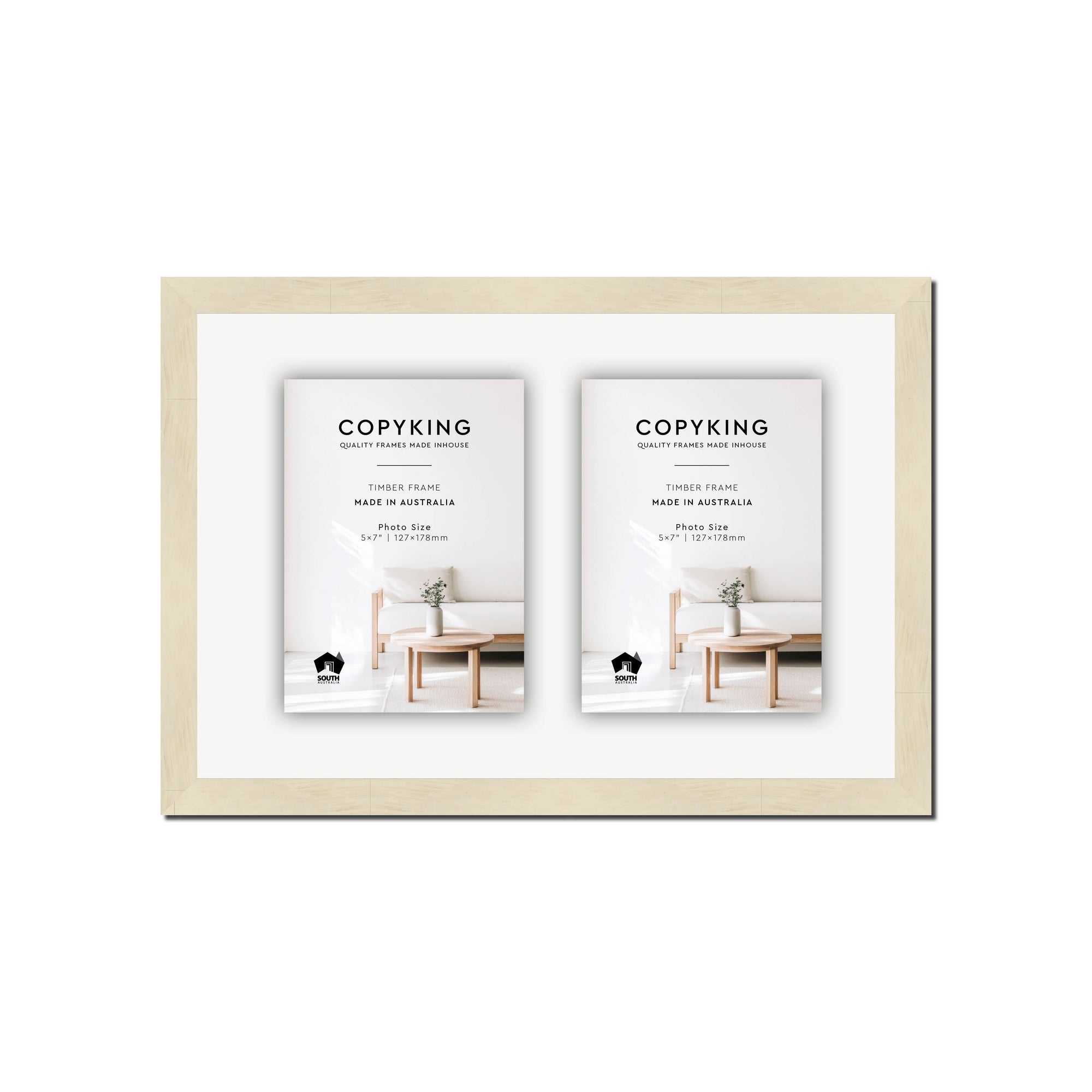 Lime Wash 20mm Wood Collage Photo Frame - 10" x 15" - 2 Photos (5" x 7")