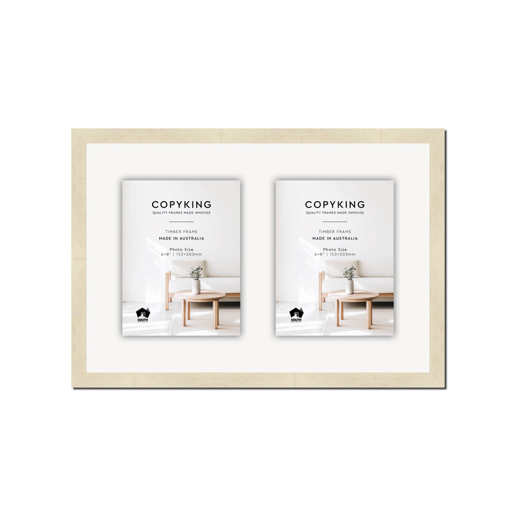Lime Wash 20mm Wood Collage Photo Frame - 12" x 18" - 2 Photos (6" x 8")