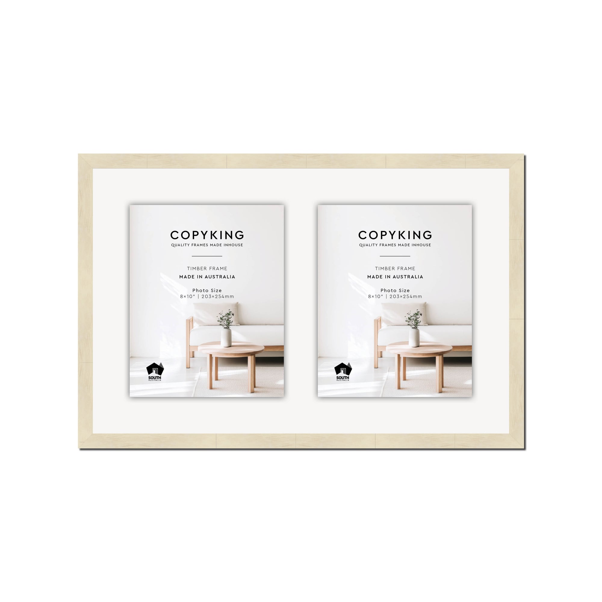 Lime Wash 20mm Wood Collage Photo Frame - 14" x 22" - 2 Photos (8" x 10")