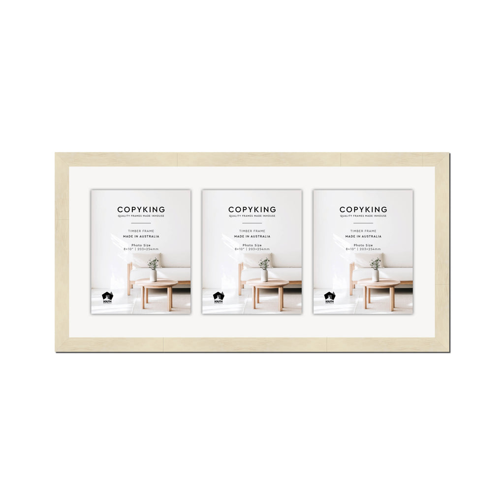 Lime Wash 30mm Wood Collage Photo Frame - 14" x 30" - 3 Photos (8" x 10")