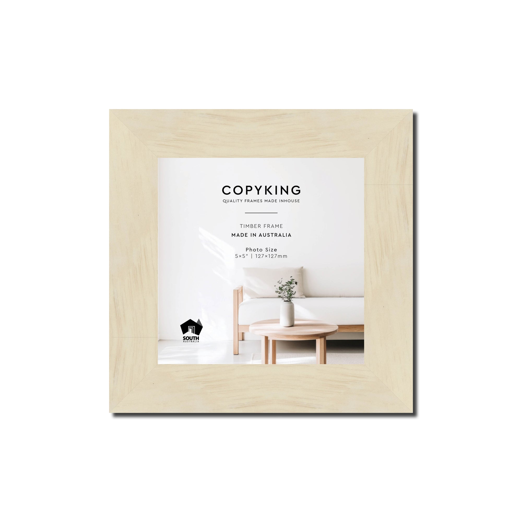 Lime Wash 30mm Wood Square Photo Frame - 5" x 5" (127mm x 127mm)