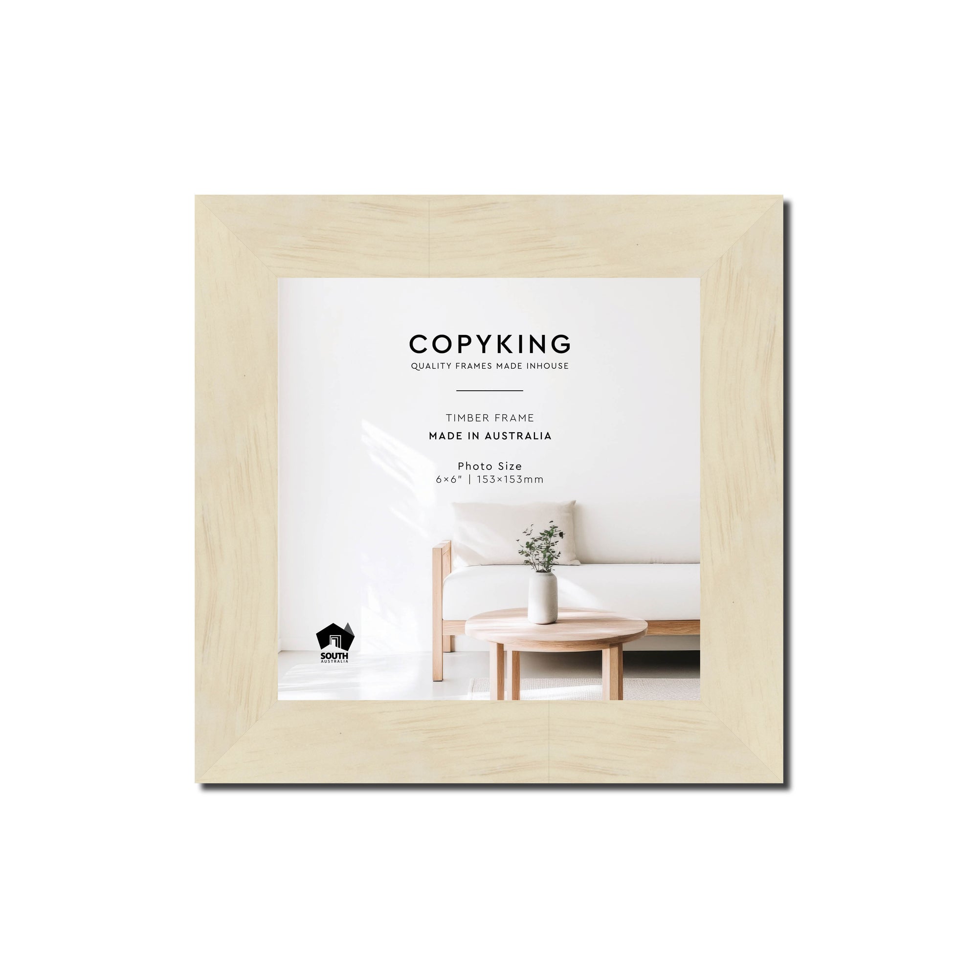 Lime Wash 30mm Wood Square Photo Frame - 6" x 6" (153mm x 153mm)