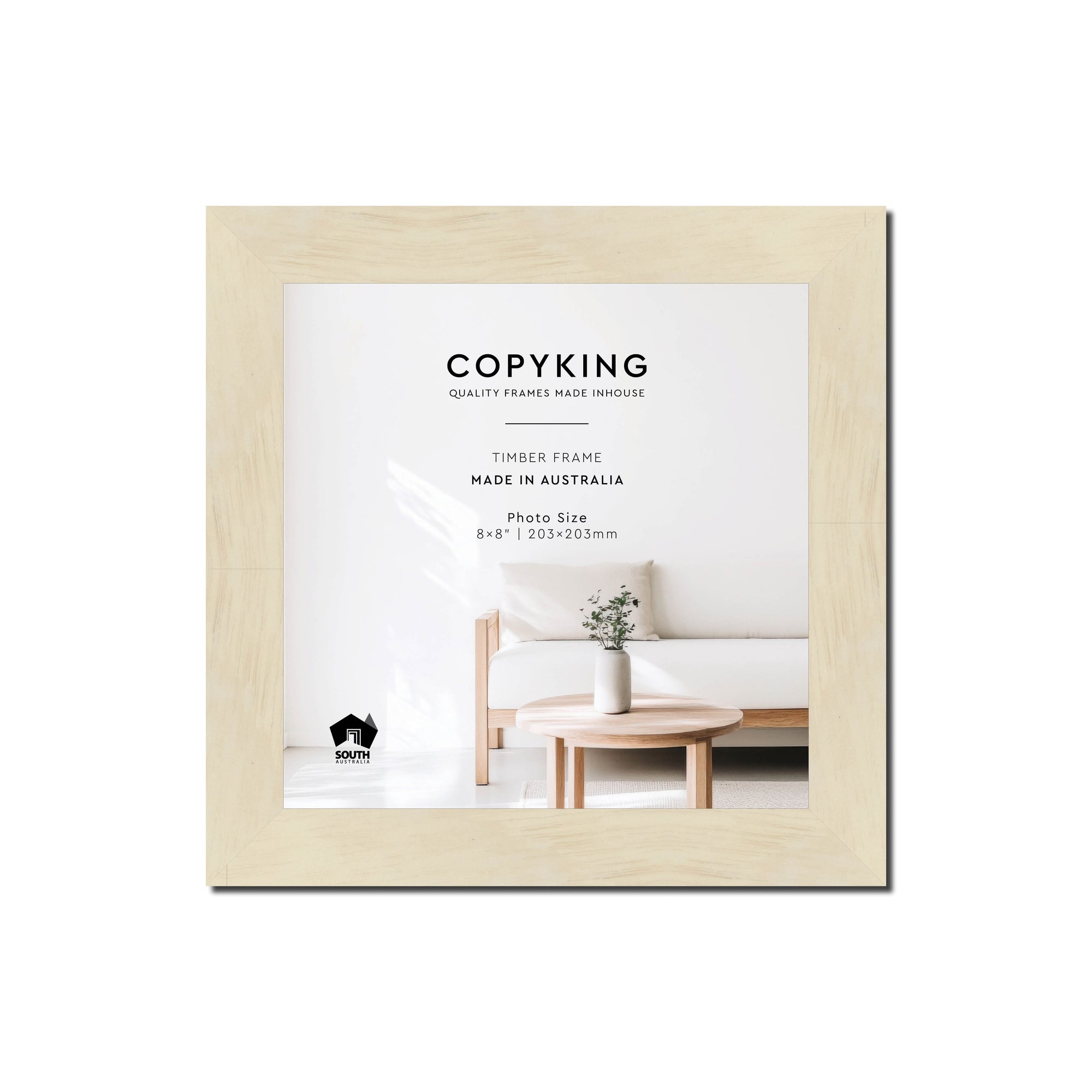 Lime Wash 30mm Wood Square Photo Frame - 8" x 8" (203mm x 203mm)