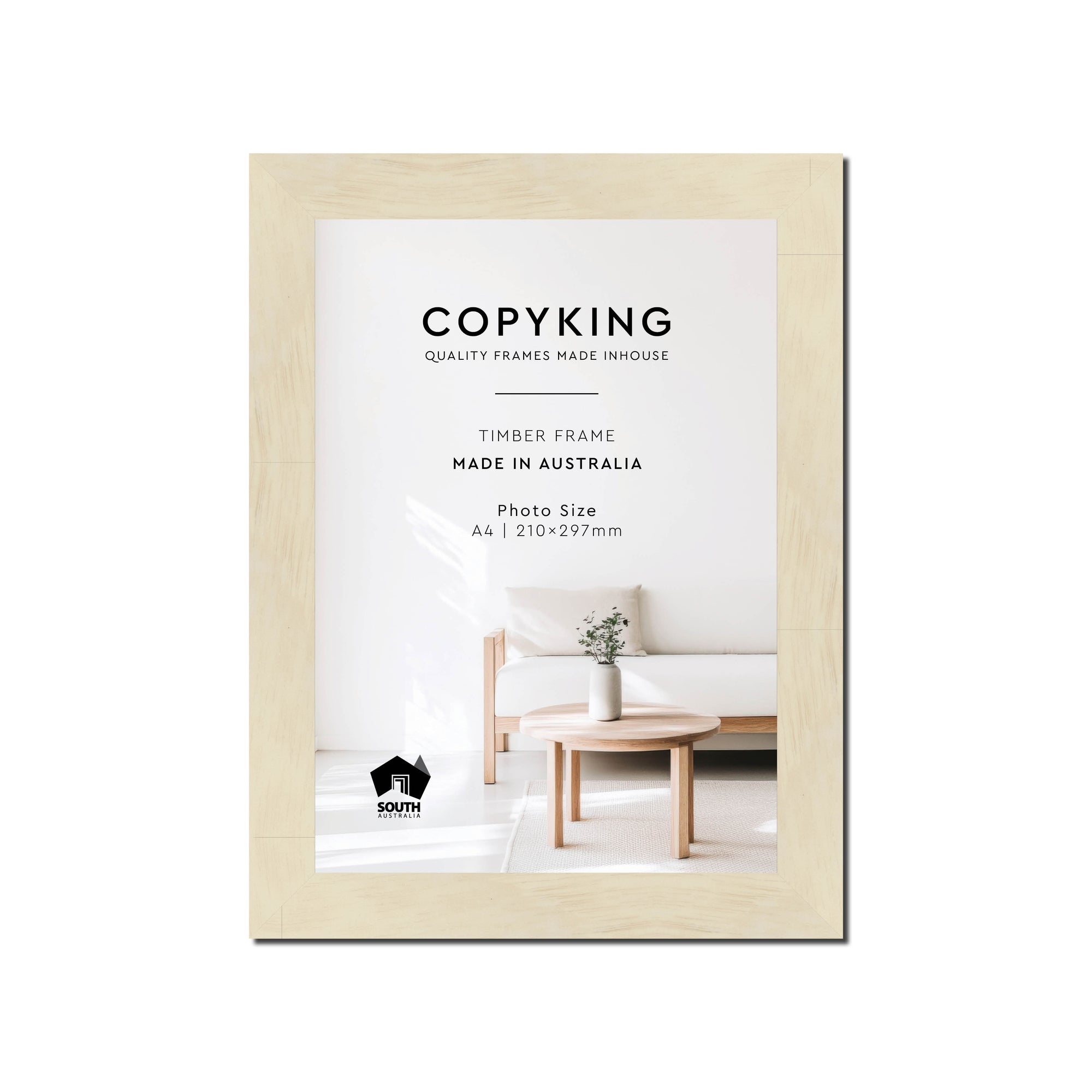 Lime Wash 30mm Wood Poster Frame - A4 (210mm x 297mm)