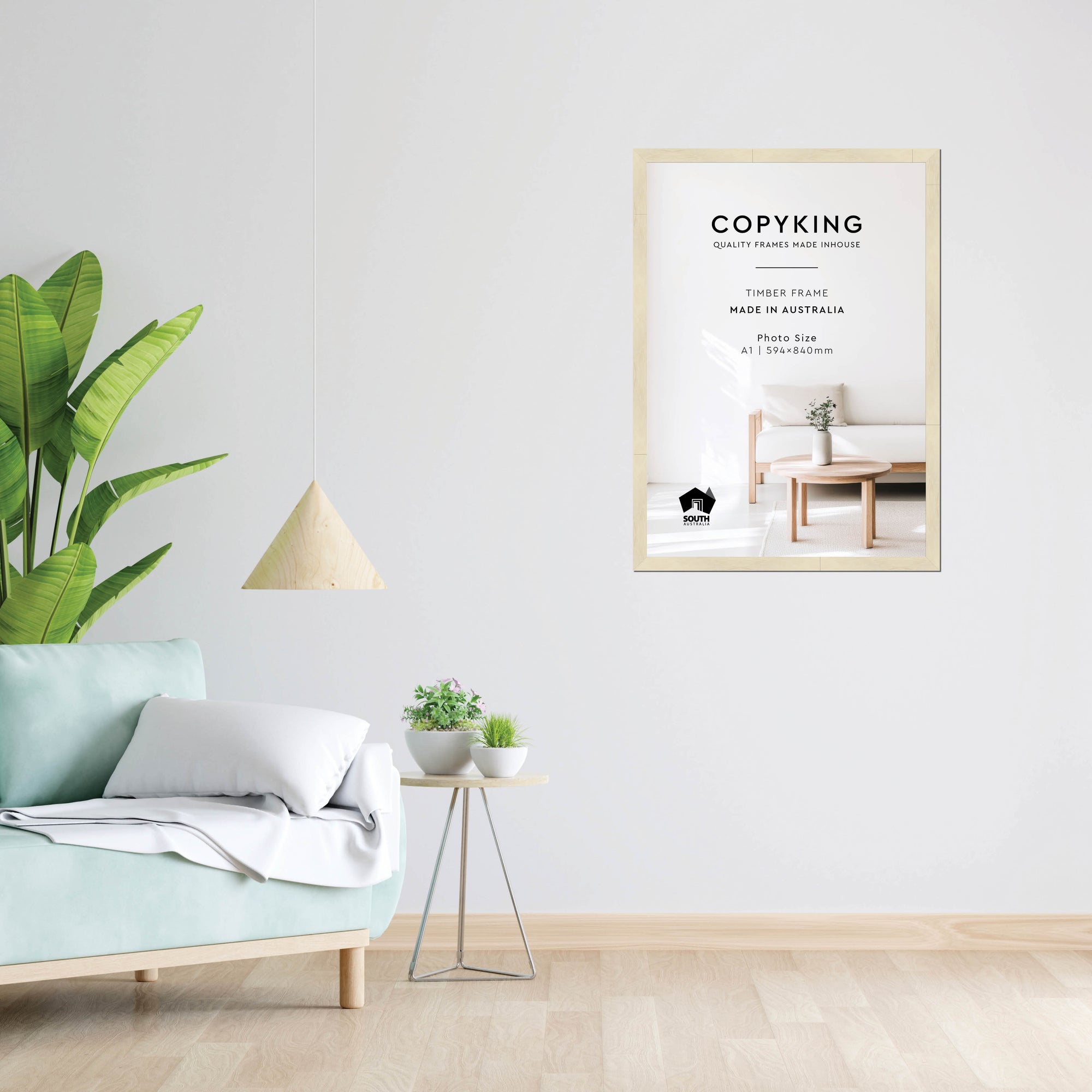 Lime Wash 30mm Wood Poster Frame - A1 (594mm x 840mm)