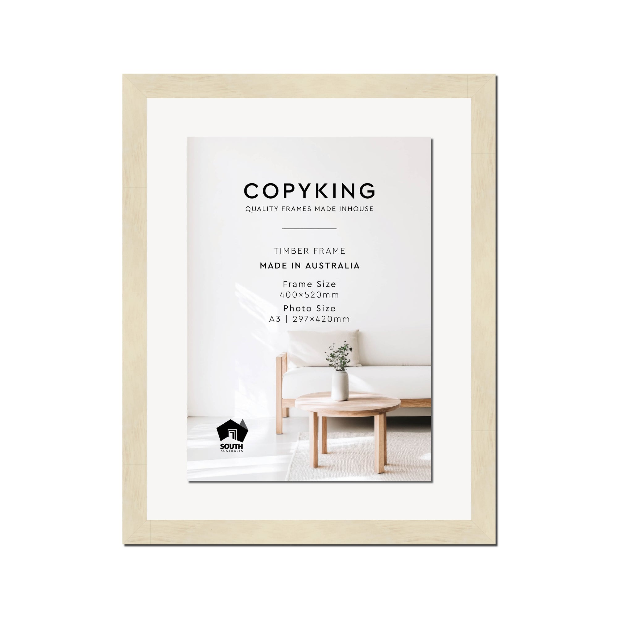 Lime Wash 30mm Wood Certificate Frame - 400mm x 520mm - 1 Certificates (A3)