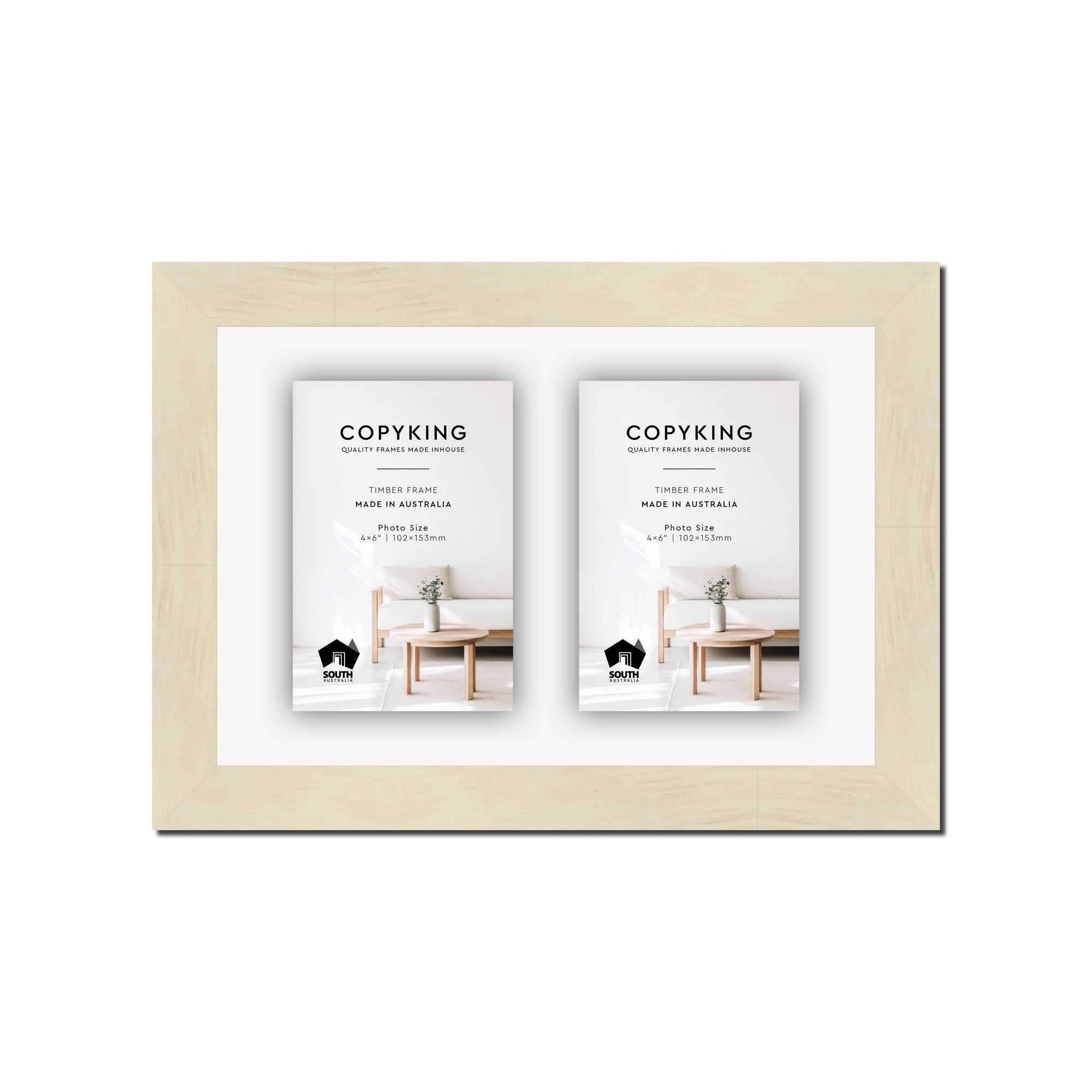 Lime Wash 30mm Wood Collage Photo Frame - 8" x 12" - 2 Photos (4" x 6")