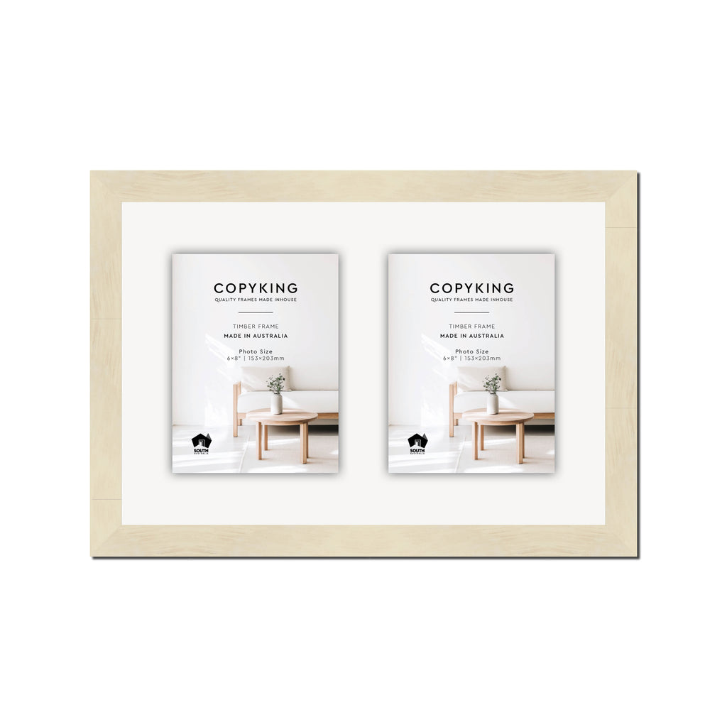Lime Wash 30mm Wood Collage Photo Frame - 12" x 18" - 2 Photos (6" x 8")