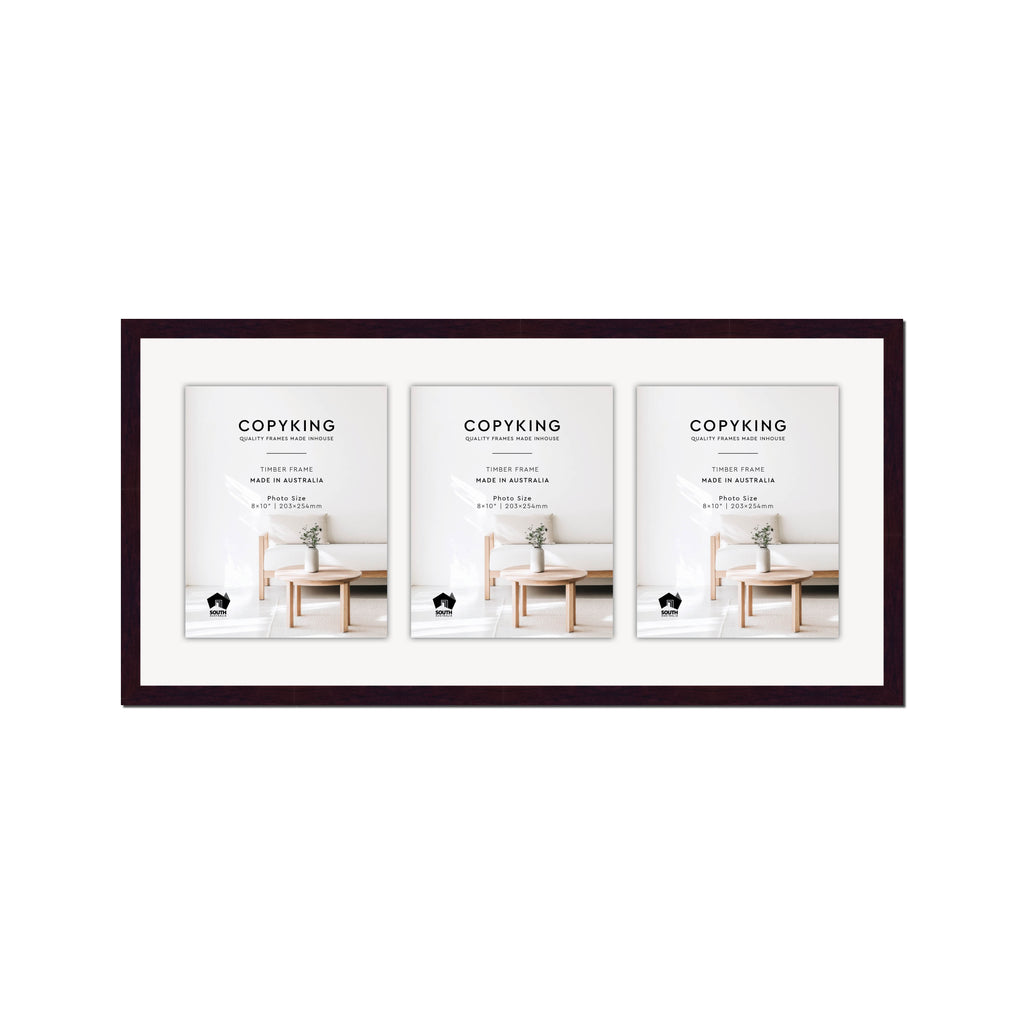 Mahogany 20mm Wood Collage Photo Frame - 14" x 30" - 3 Photos (8" x 10")