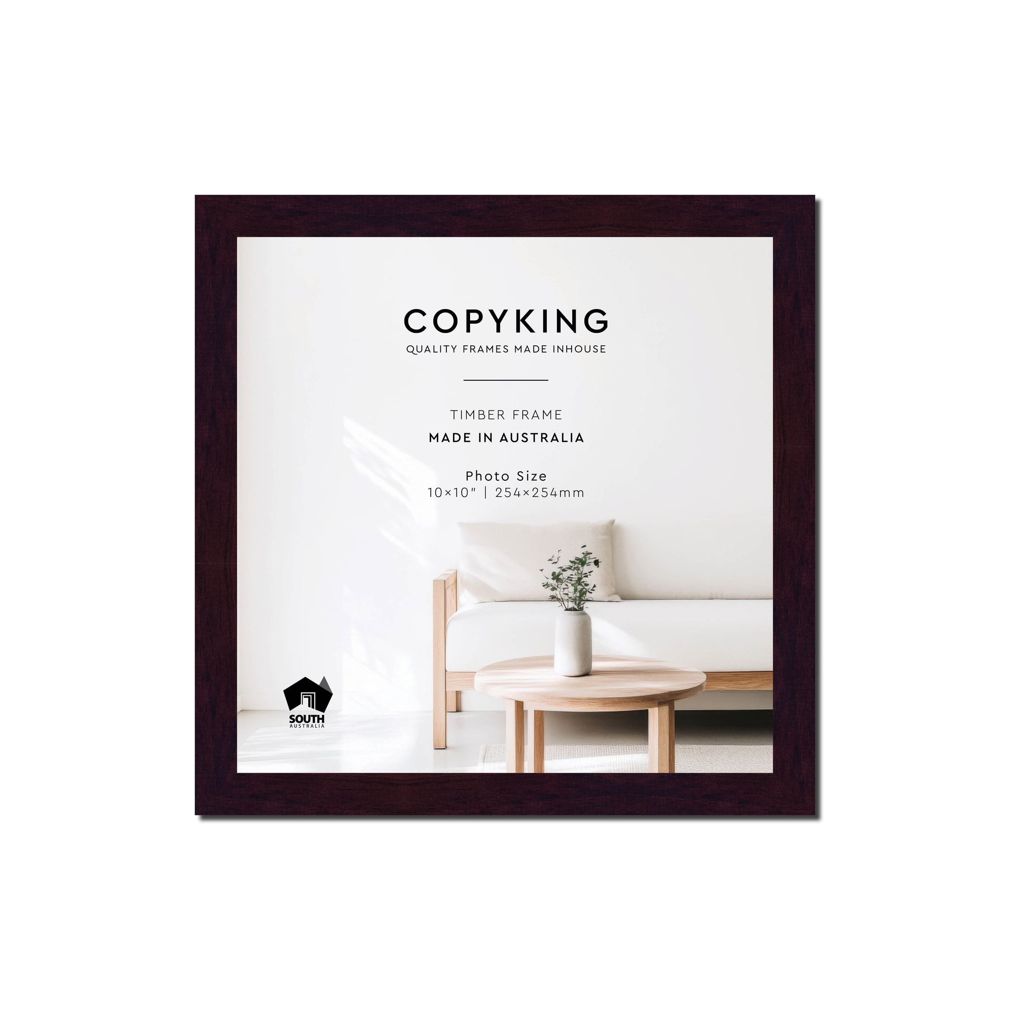 Mahogany 20mm Wood Square Photo Frame - 10" x 10" (254mm x 254mm)