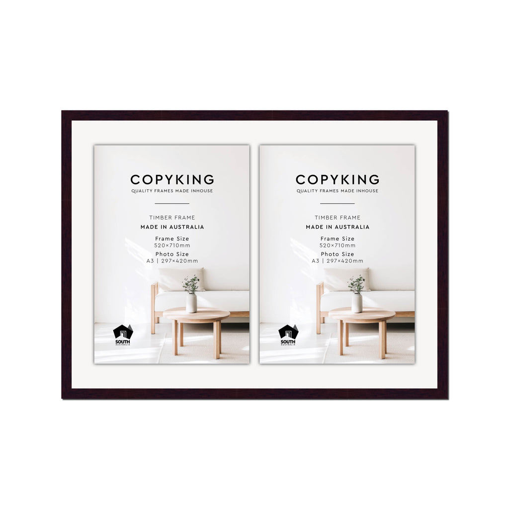 Mahogany 20mm Wood Certificate Frame - 520mm x 710mm - 2 Certificates (A3)