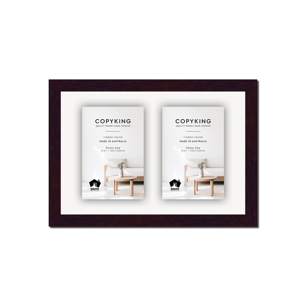 Mahogany 20mm Wood Collage Photo Frame - 8" x 12" - 2 Photos (4" x 6")