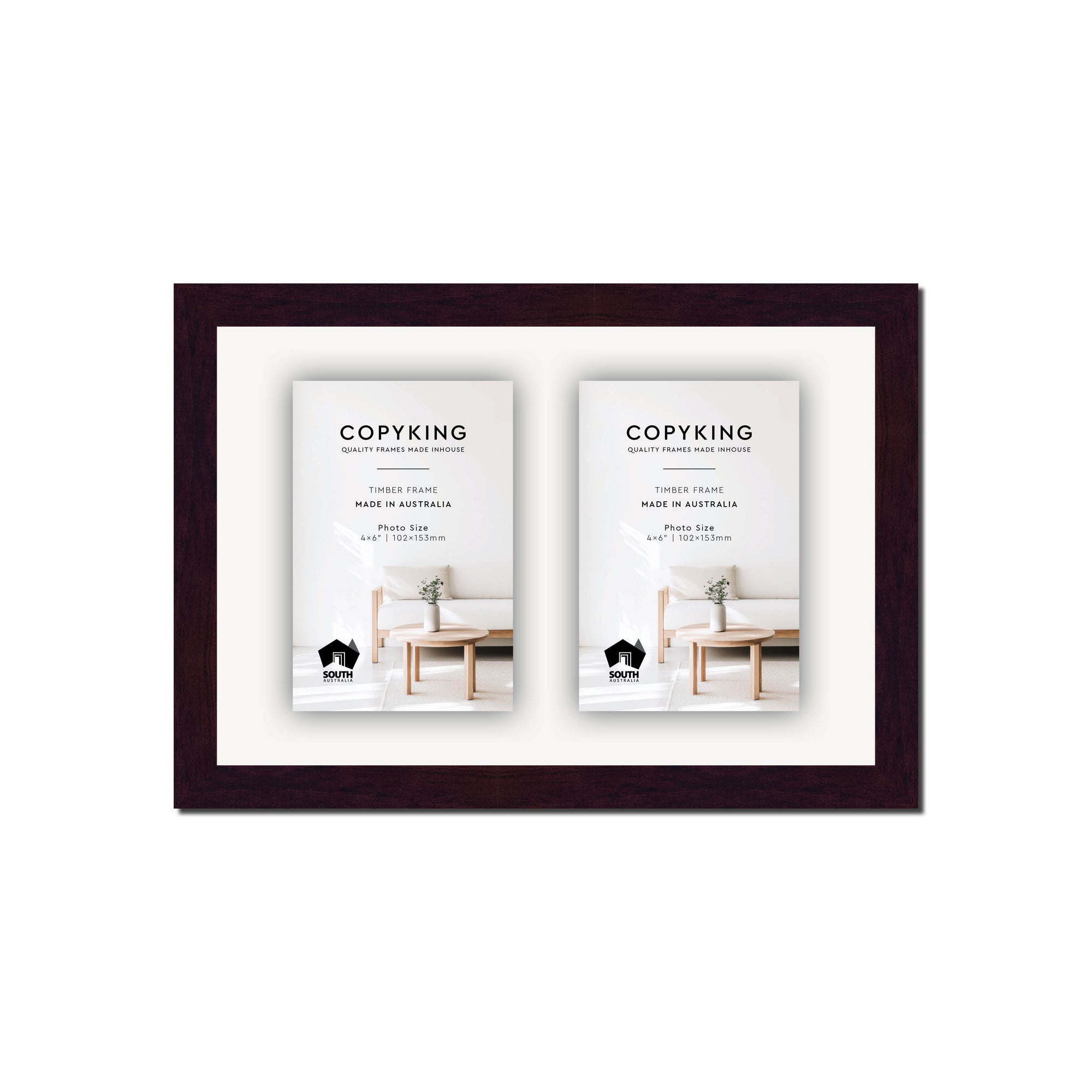 Mahogany 20mm Wood Collage Photo Frame - 8" x 12" - 2 Photos (4" x 6")