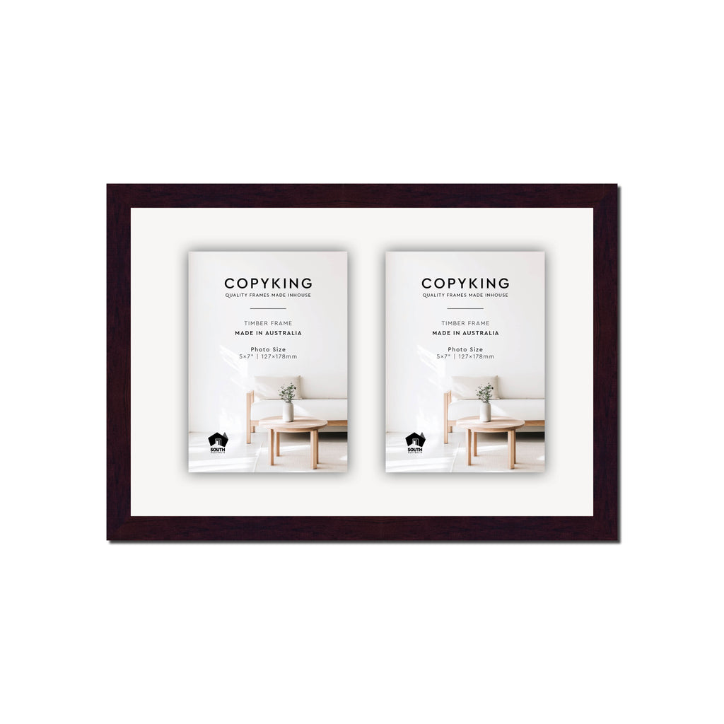 Mahogany 20mm Wood Collage Photo Frame - 10" x 15" - 2 Photos (5" x 7")