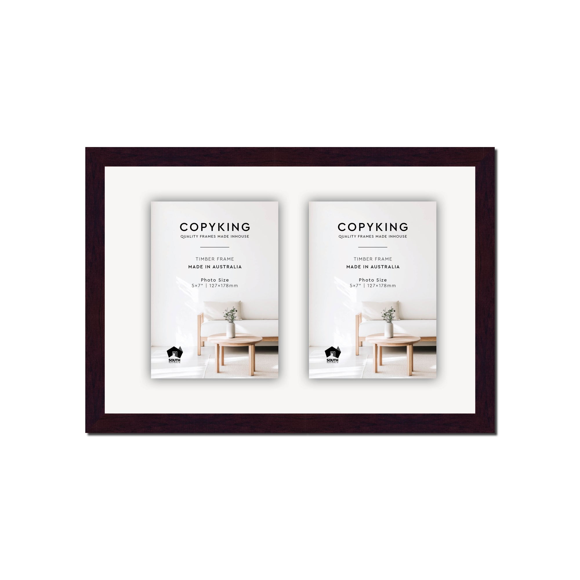 Mahogany 20mm Wood Collage Photo Frame - 10" x 15" - 2 Photos (5" x 7")