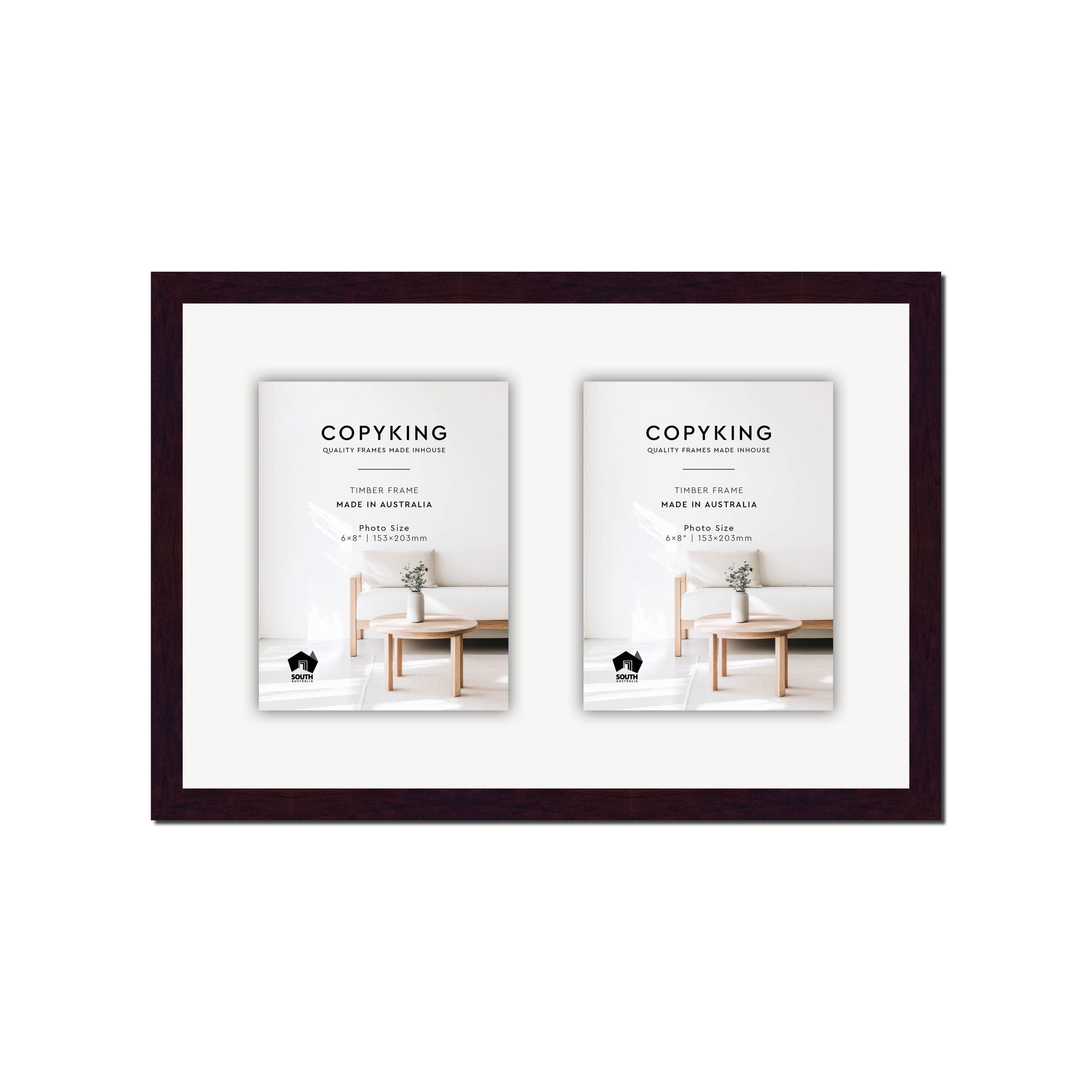 Mahogany 20mm Wood Collage Photo Frame - 12" x 18" - 2 Photos (6" x 8")
