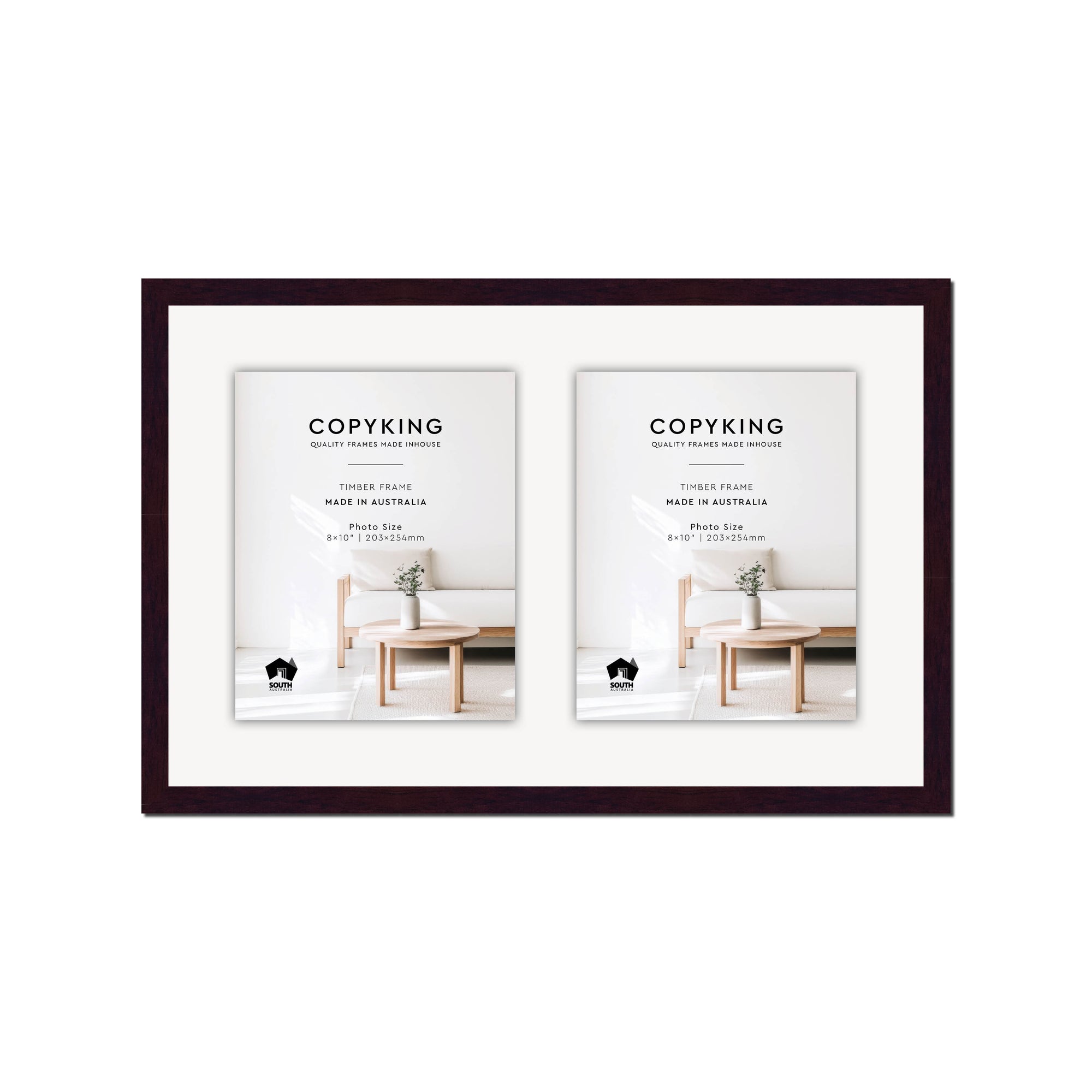 Mahogany 20mm Wood Collage Photo Frame - 14" x 22" - 2 Photos (8" x 10")