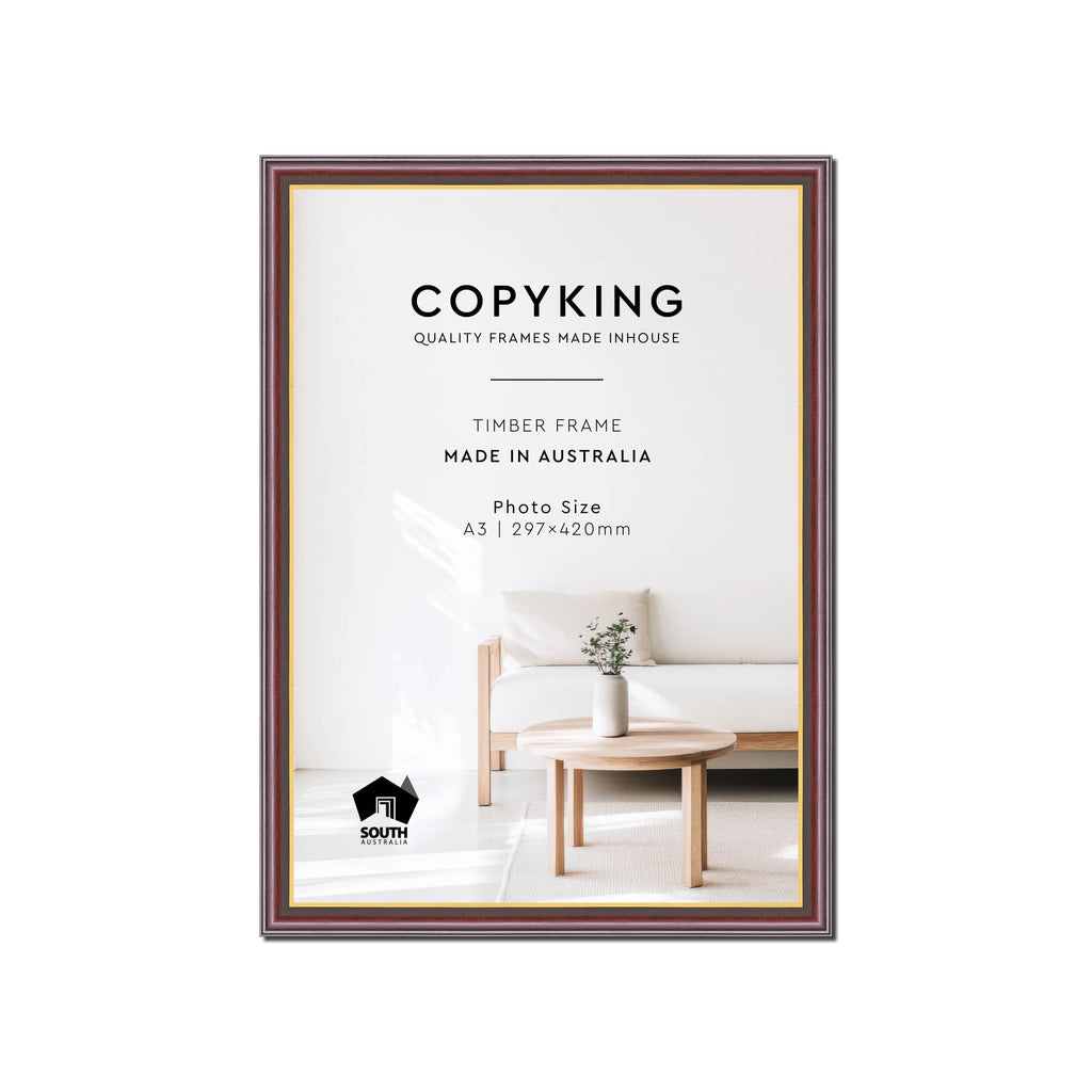 Mahogany/Gold 20mm Wood Poster Frame - A3 (297mm x 420mm)