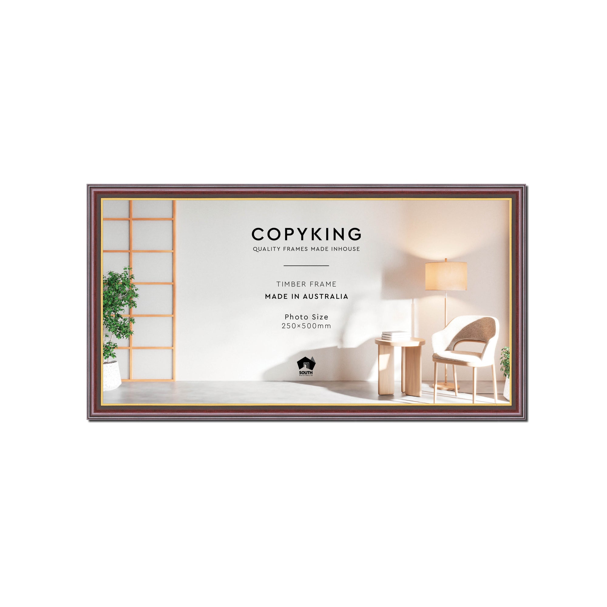 Mahogany/Gold 20mm Wood Panoramic Photo Frame - 25cm x 50cm