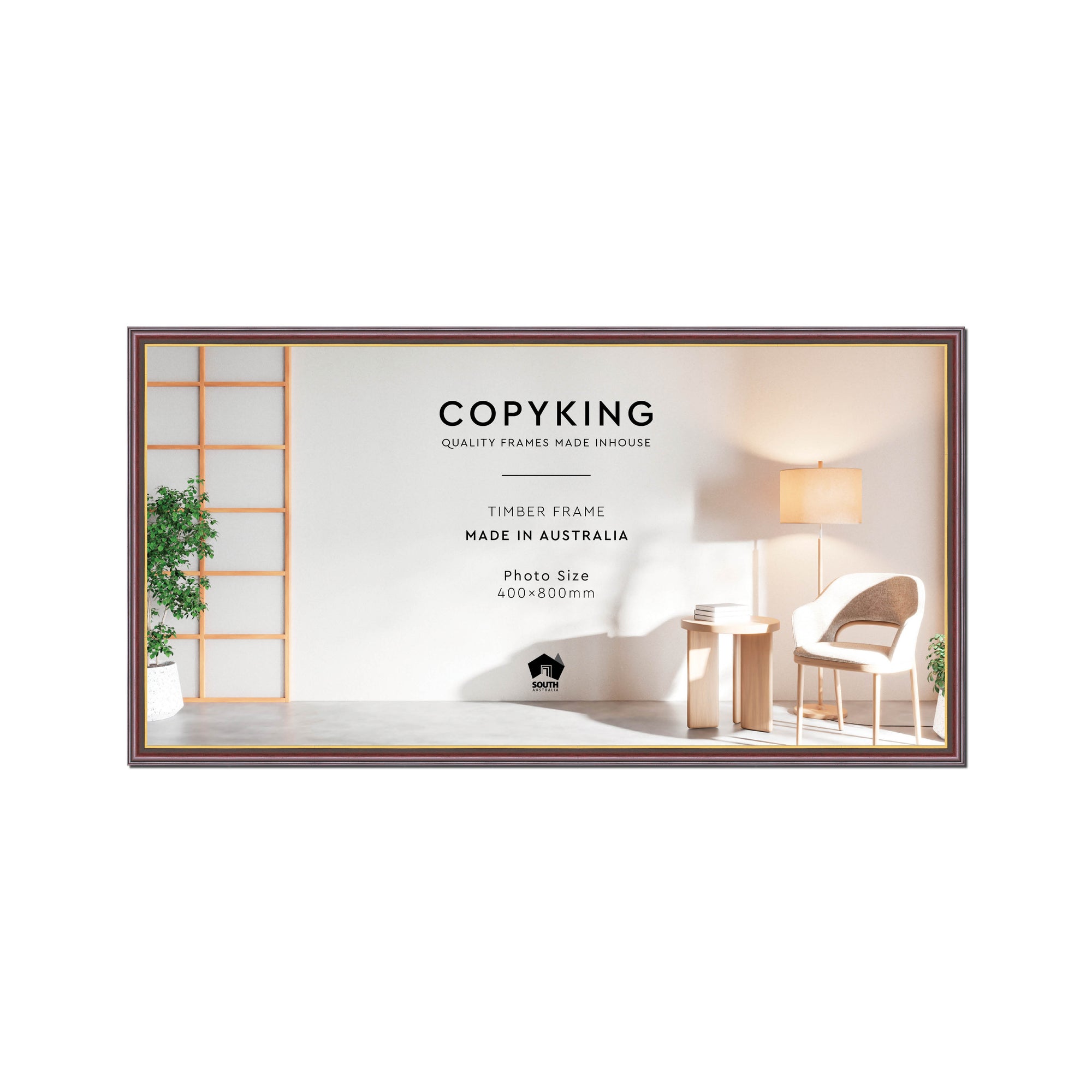 Mahogany/Gold 20mm Wood Panoramic Photo Frame - 40cm x 80cm