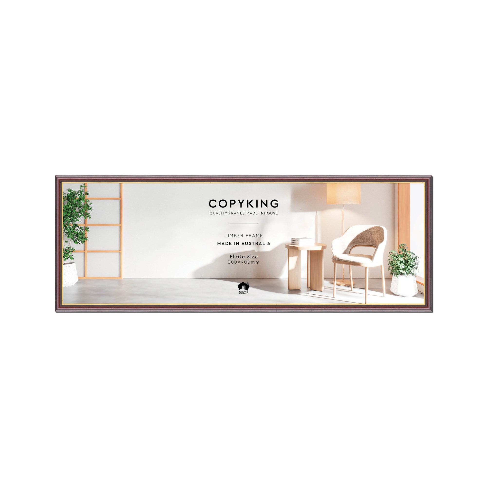 Mahogany/Gold 20mm Wood Panoramic Photo Frame - 30cm x 90cm