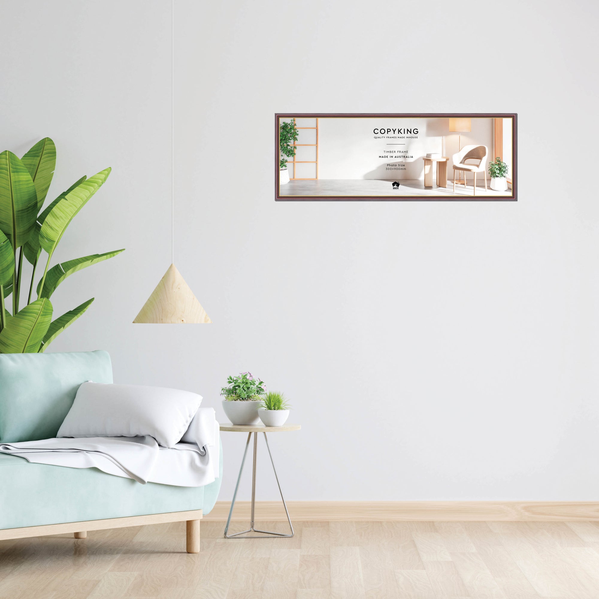 Mahogany/Gold 20mm Wood Panoramic Photo Frame - 30cm x 90cm