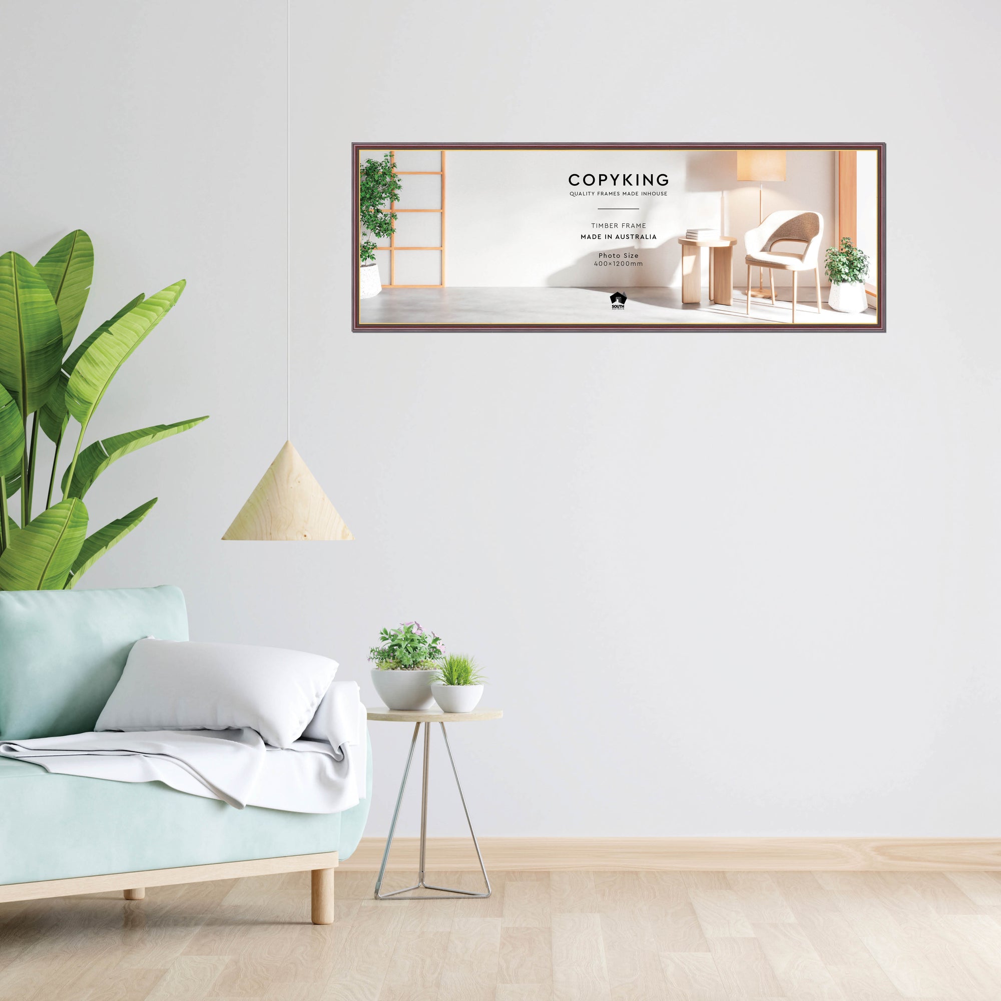 Mahogany/Gold 20mm Wood Panoramic Photo Frame - 40cm x 120cm