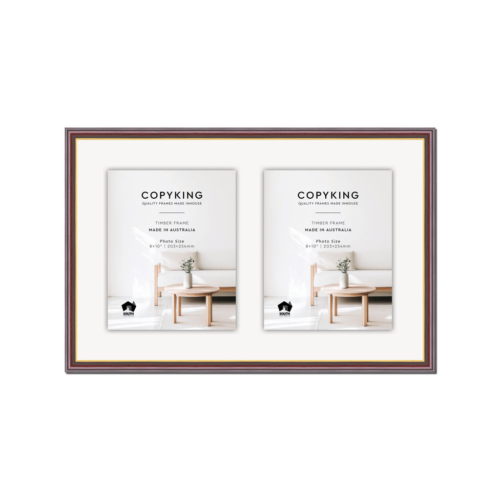 Mahogany/Gold 20mm Wood Collage Photo Frame - 14" x 22" - 2 Photos (8" x 10")