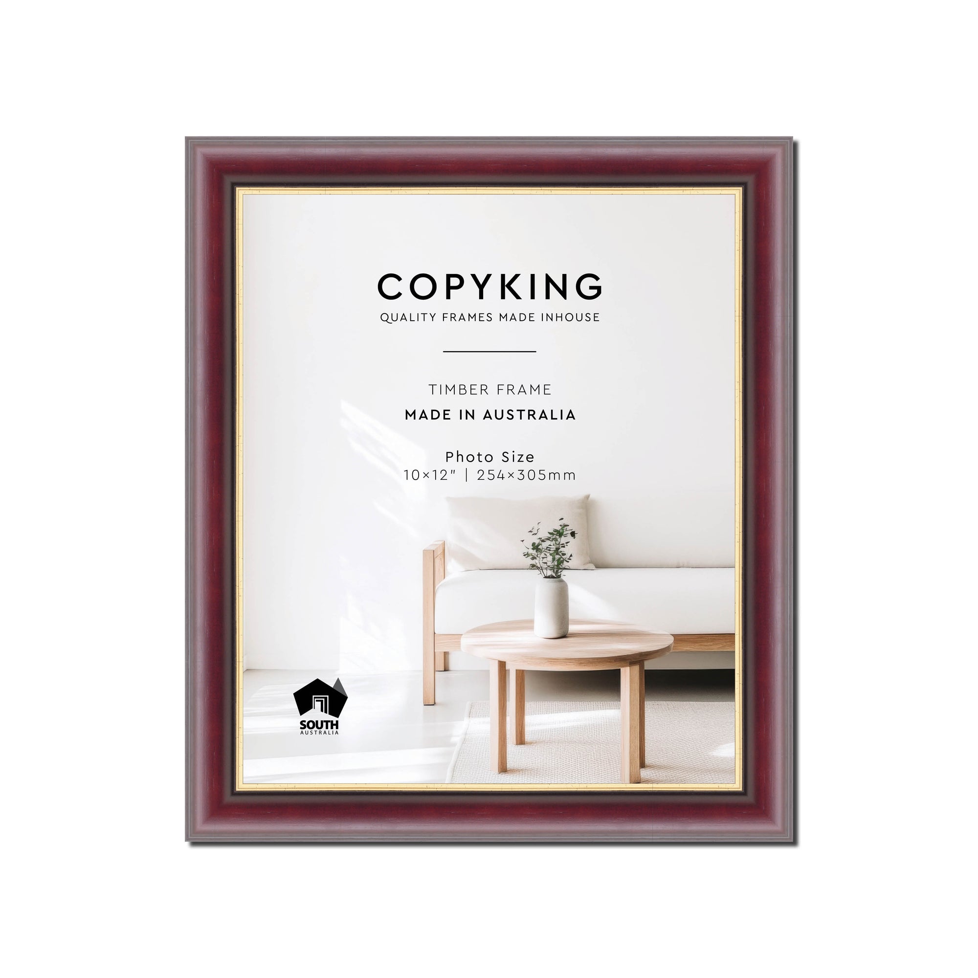 Mahogany/Gold 30mm Wood Photo Frame - 10" x 12" (254mm x 305mm)