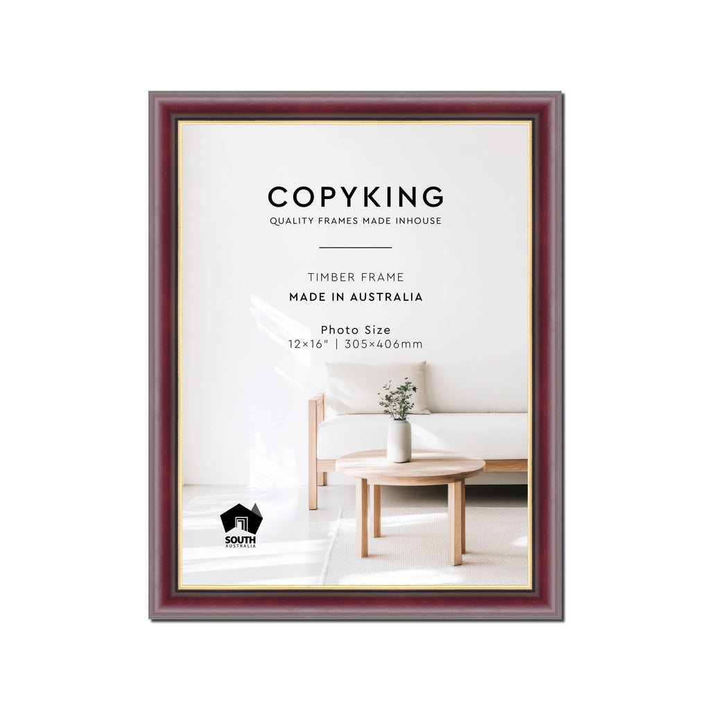 Mahogany/Gold 30mm Wood Photo Frame - 12" x 16" (305mm x 406mm)