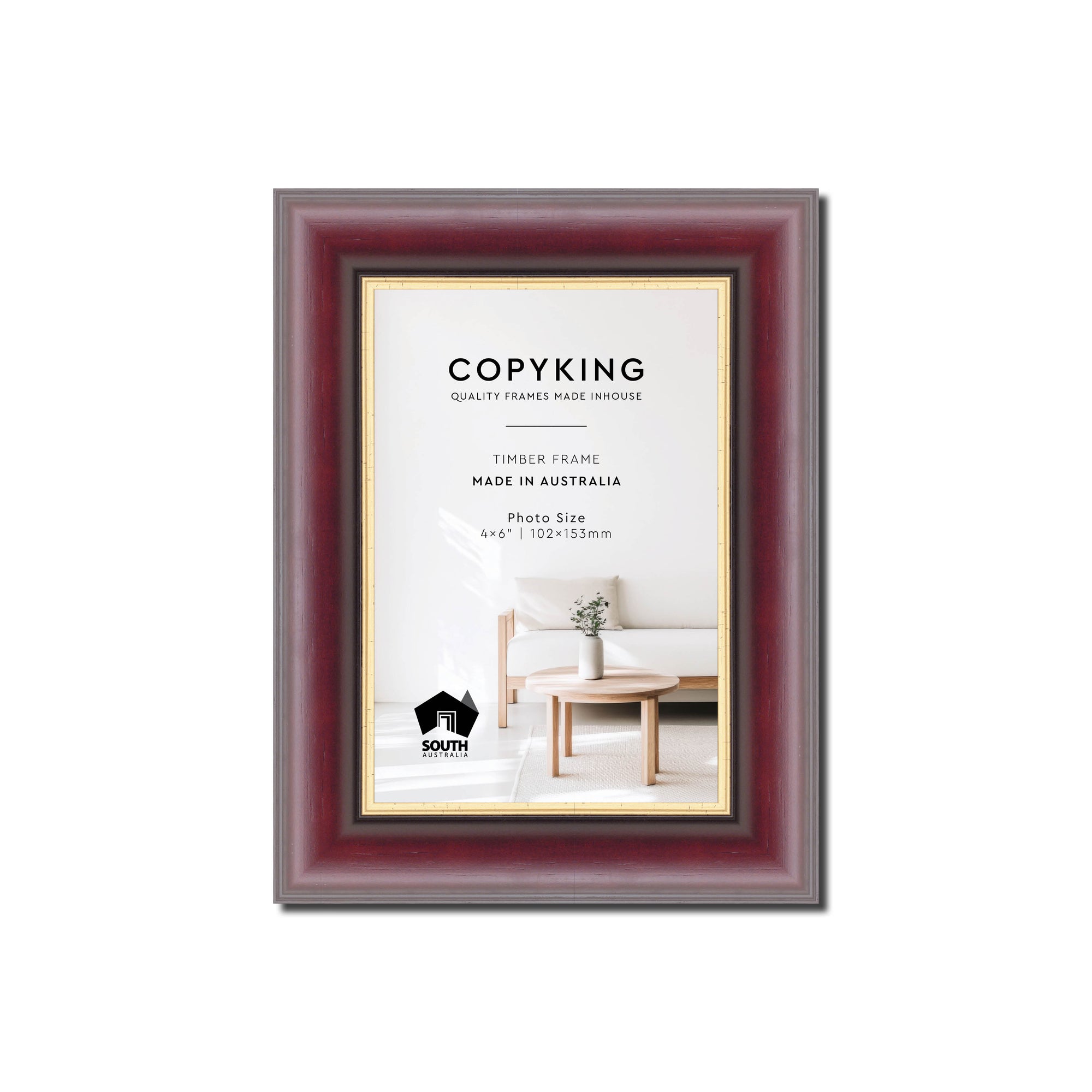 Mahogany/Gold 30mm Wood Photo Frame - 4" x 6" (102mm x 153mm)