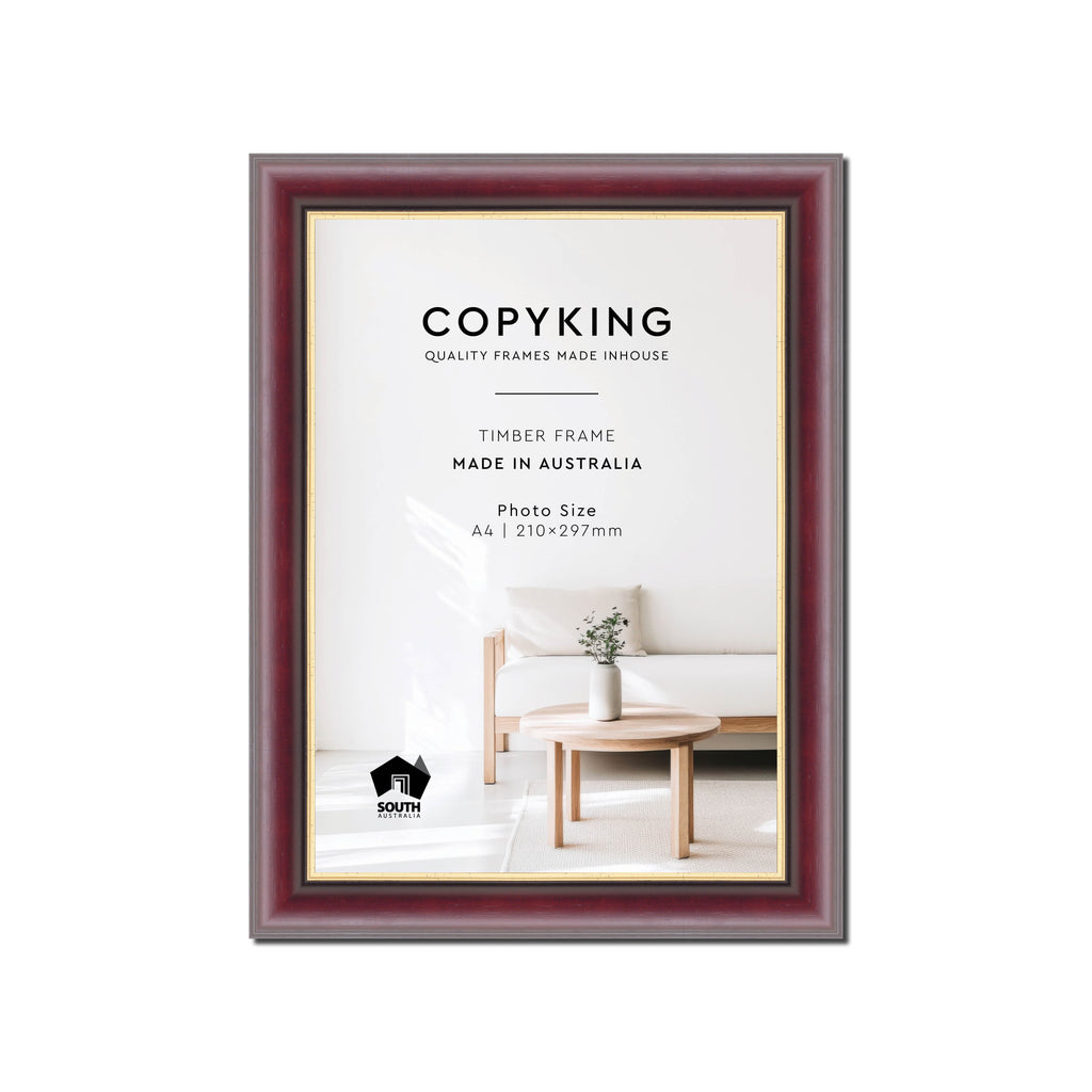 Mahogany/Gold 30mm Wood Poster Frame - A4 (210mm x 297mm)