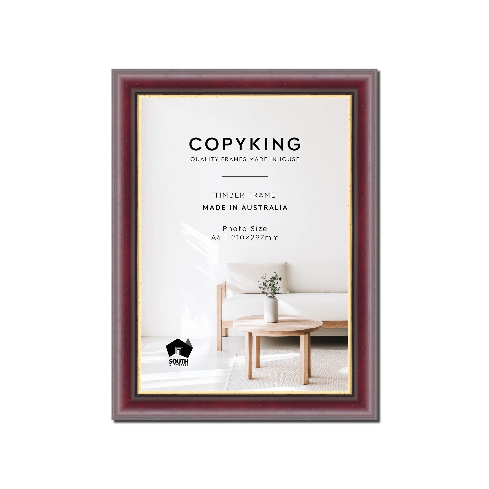 Mahogany/Gold 30mm Wood Poster Frame - A4 (210mm x 297mm)