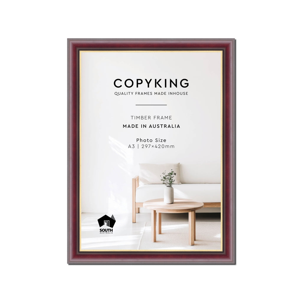 Mahogany/Gold 30mm Wood Poster Frame - A3 (297mm x 420mm)