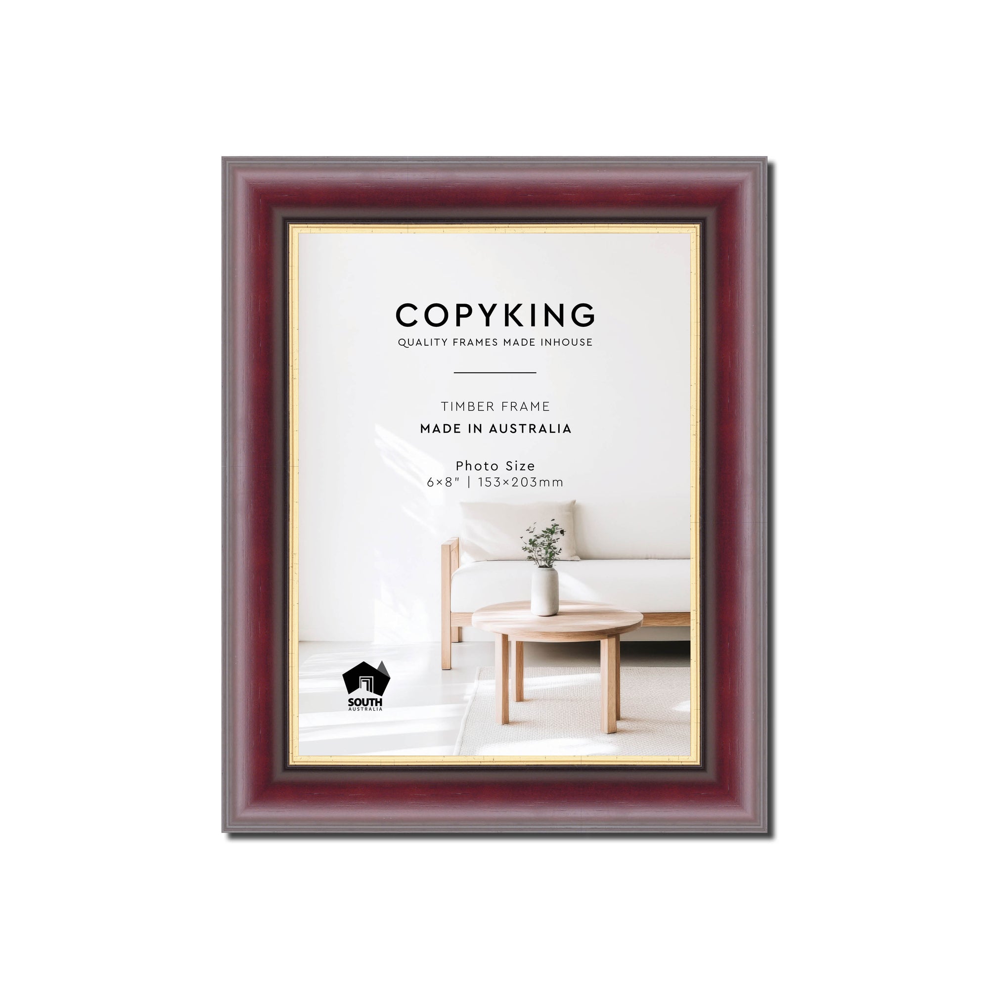 Mahogany/Gold 30mm Wood Photo Frame - 6" x 8" (153mm x 203mm)