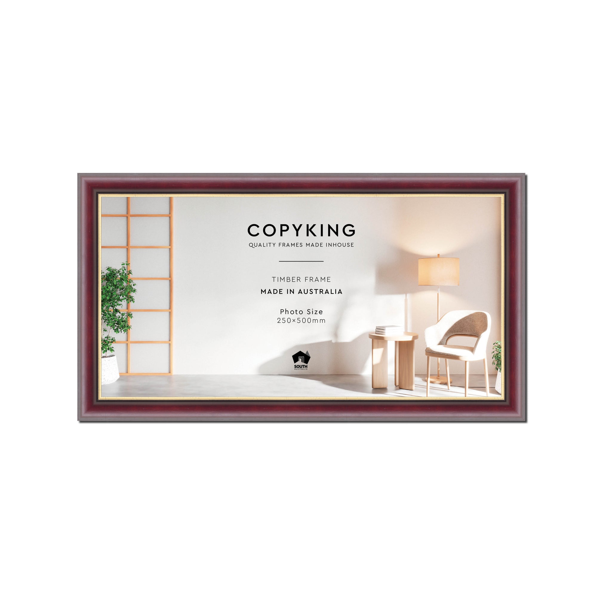 Mahogany/Gold 30mm Wood Panoramic Photo Frame - 25cm x 50cm