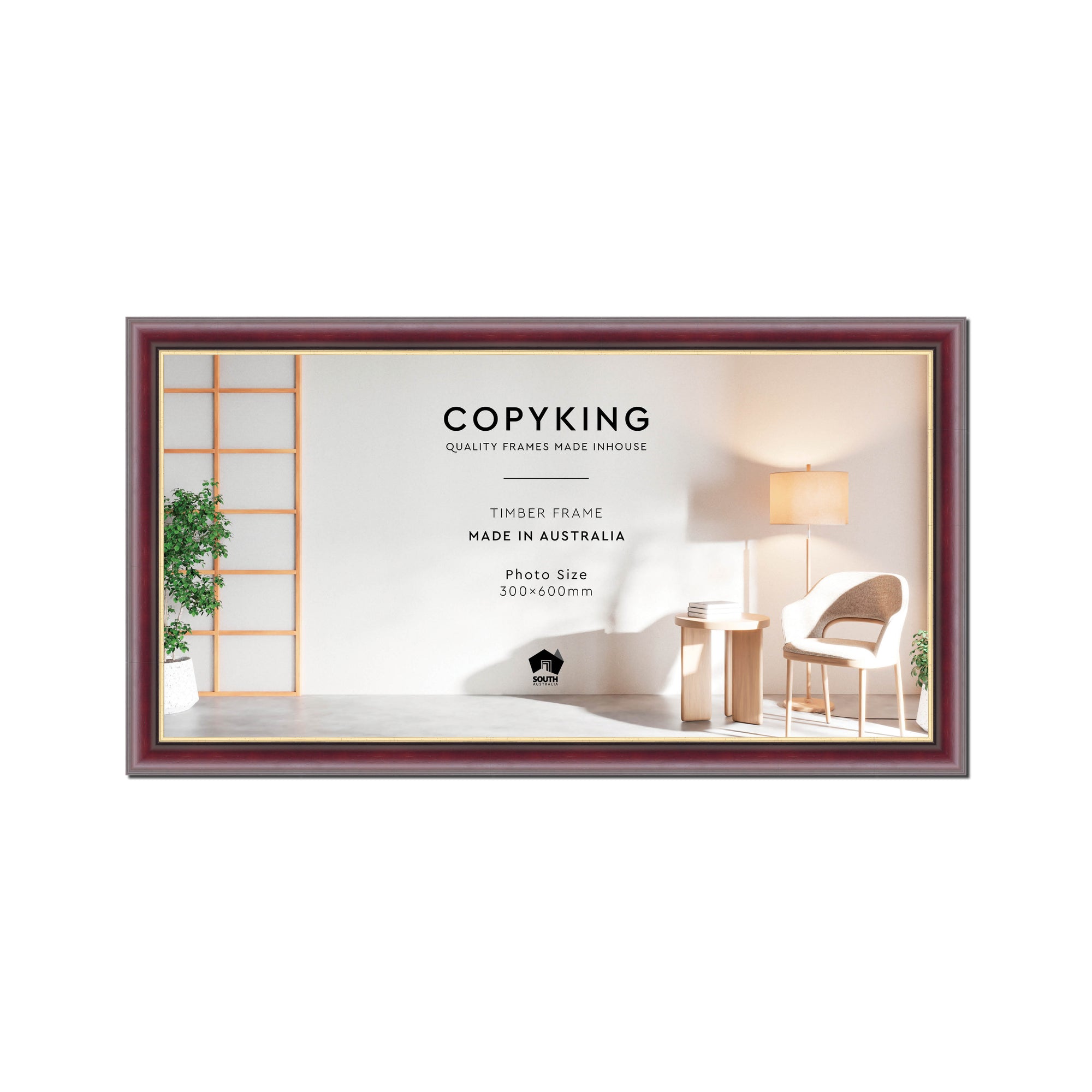 Mahogany/Gold 30mm Wood Panoramic Photo Frame - 30cm x 60cm