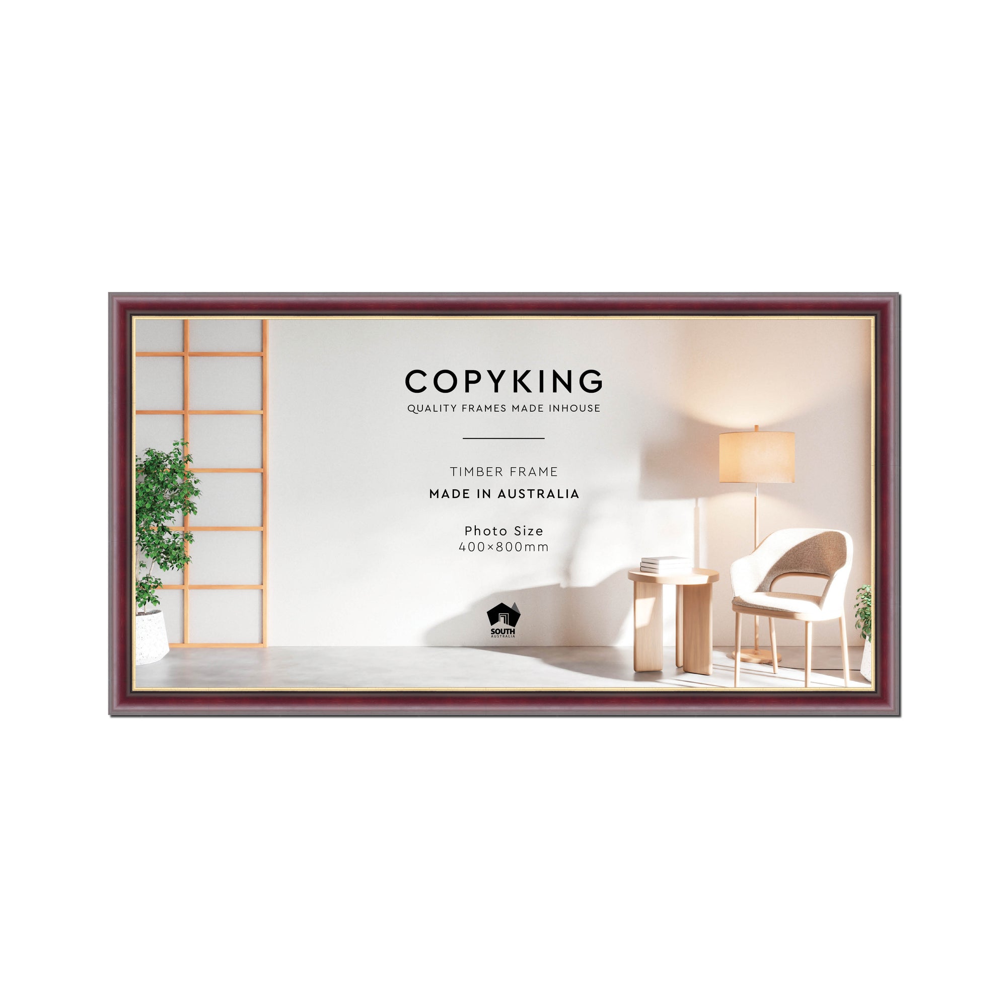 Mahogany/Gold 30mm Wood Panoramic Photo Frame - 40cm x 80cm